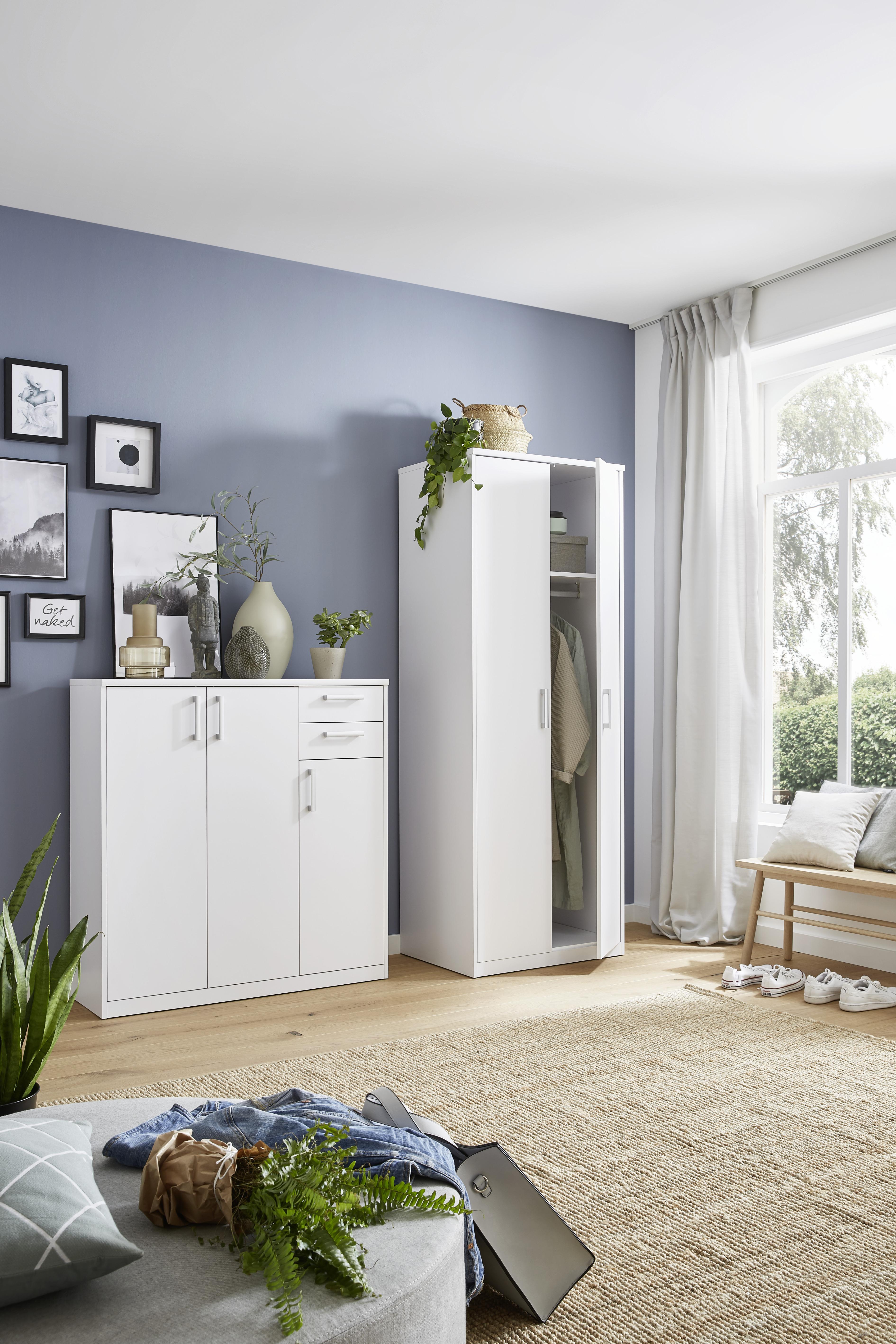 SZAFKA UNIWERSALNA EASY - kolor srebrny/biały, Basics, materiał drewnopochodny/tworzywo sztuczne (72/194/36cm) - Xora
