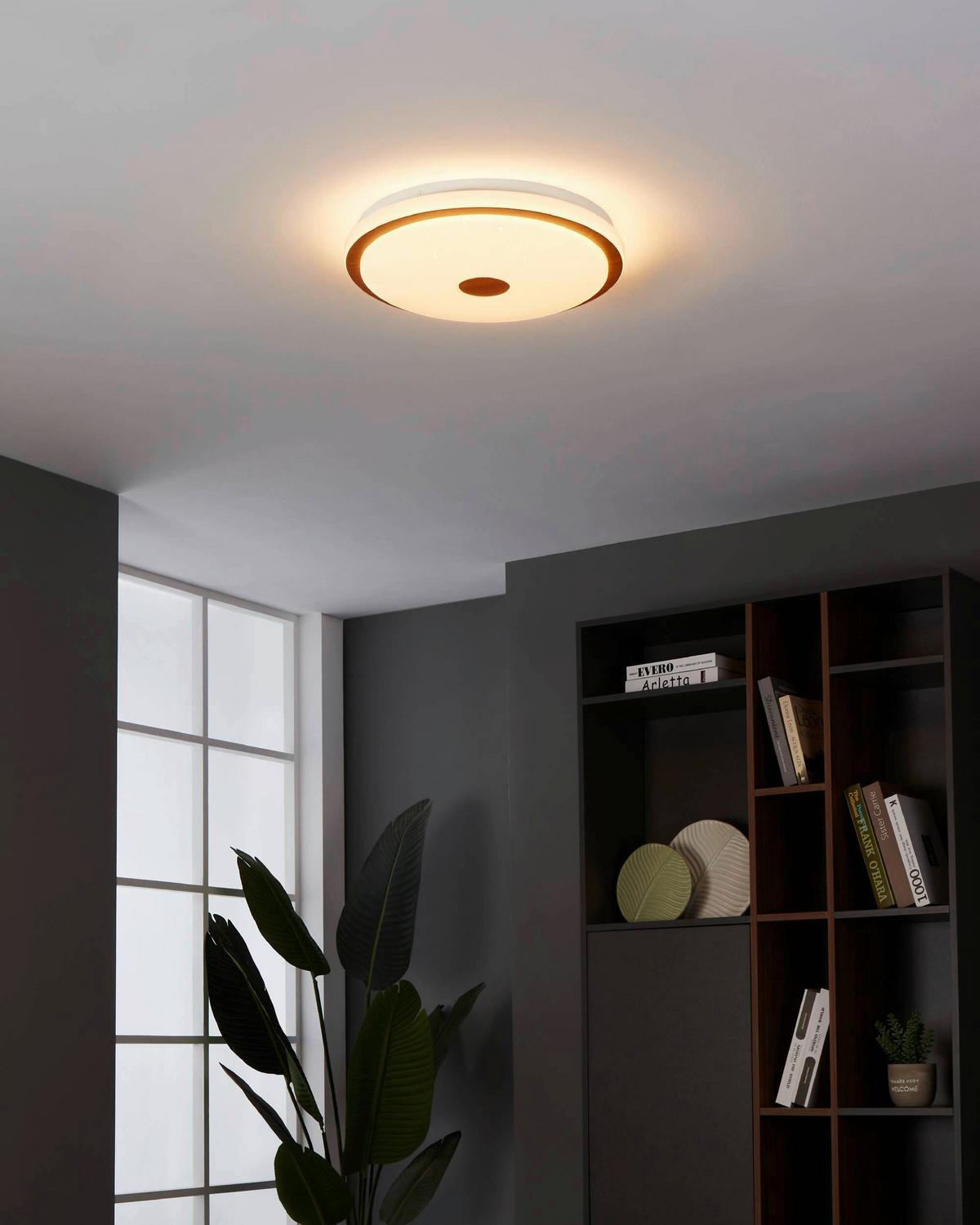 Led-deckenleuchte 900598_lanciano 1 - Weiss/Braun, Basics, Holz/Kunststoff (38/7cm) - Eglo