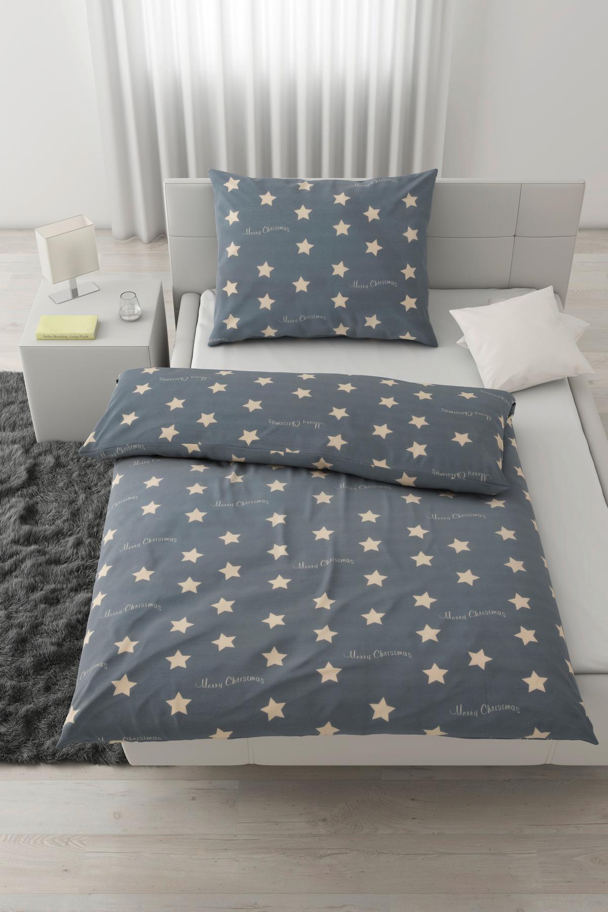 Bettwäsche Stars in Grau ca. 160x210cm - Grau, Konventionell, Textil (160/210cm) - Modern Living