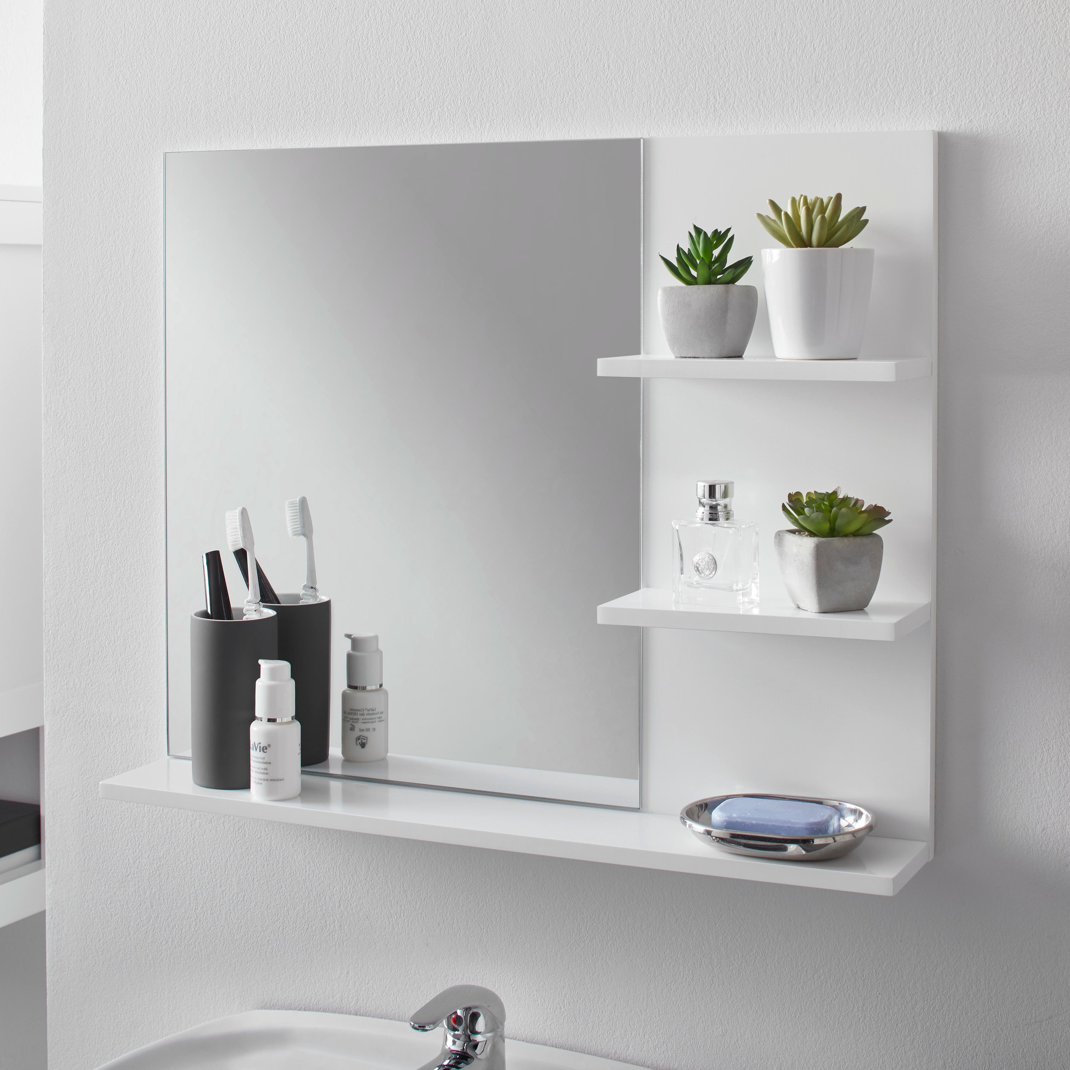 Omara Z Ogledalom Tia, Bela - bela, Moderno, steklo (60/48/10cm) - Bessagi Home