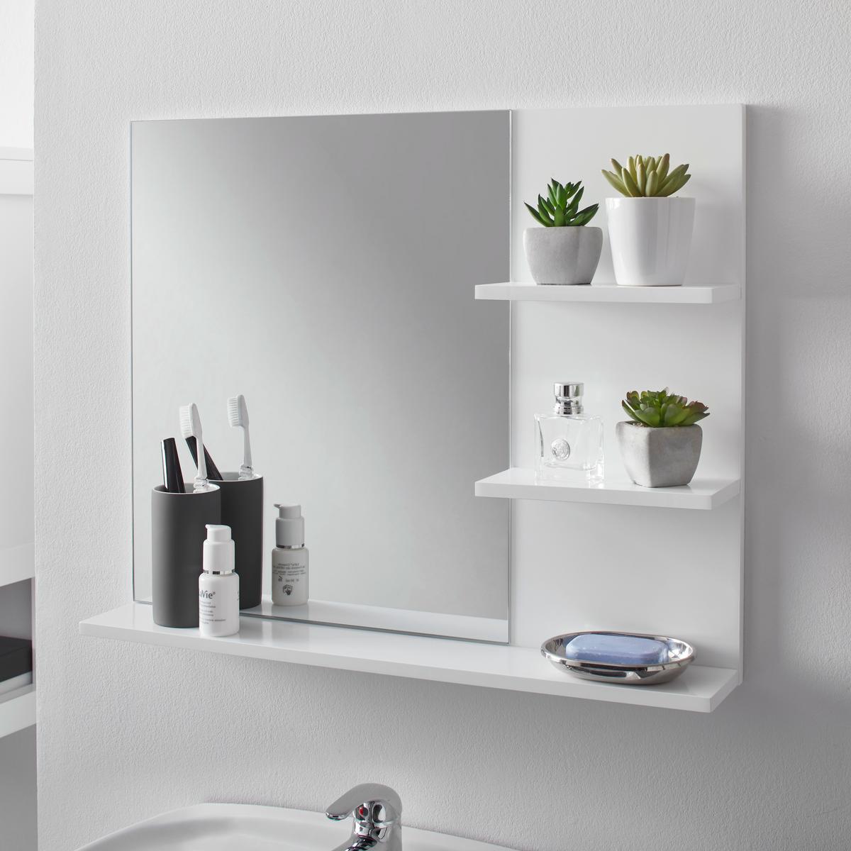 Omara Z Ogledalom Tia, Bela - bela, Moderno, steklo (60/48/10cm) - Bessagi Home