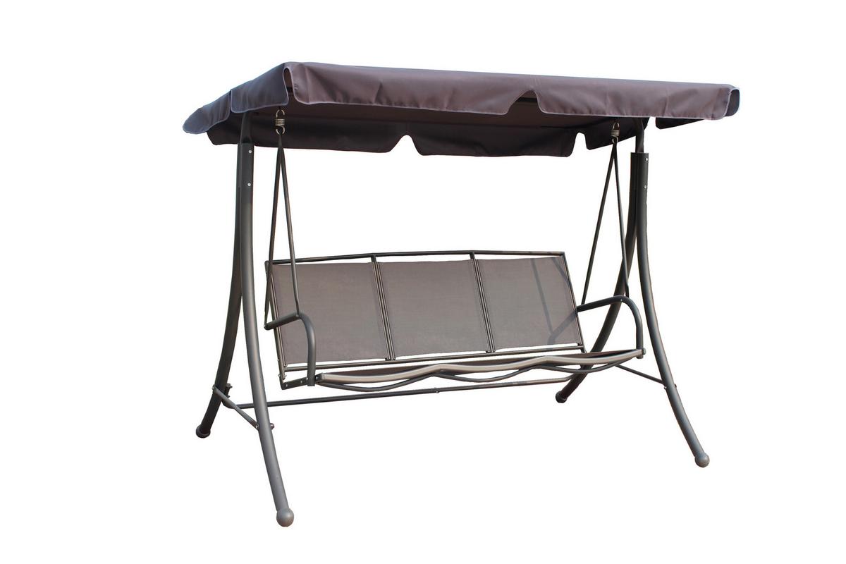 Hollywoodschaukel Anna Grau/Schwarz - Schwarz/Grau, Basics, Kunststoff/Metall (201/159/130cm) - Gardenson