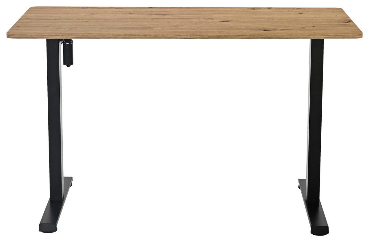 Dvižna Miza Emil 3, Barva Hrasta, Črna, 120x72-118cm - črna/hrast artisan, Trend, kovina/leseni material (120/72-118/60cm)