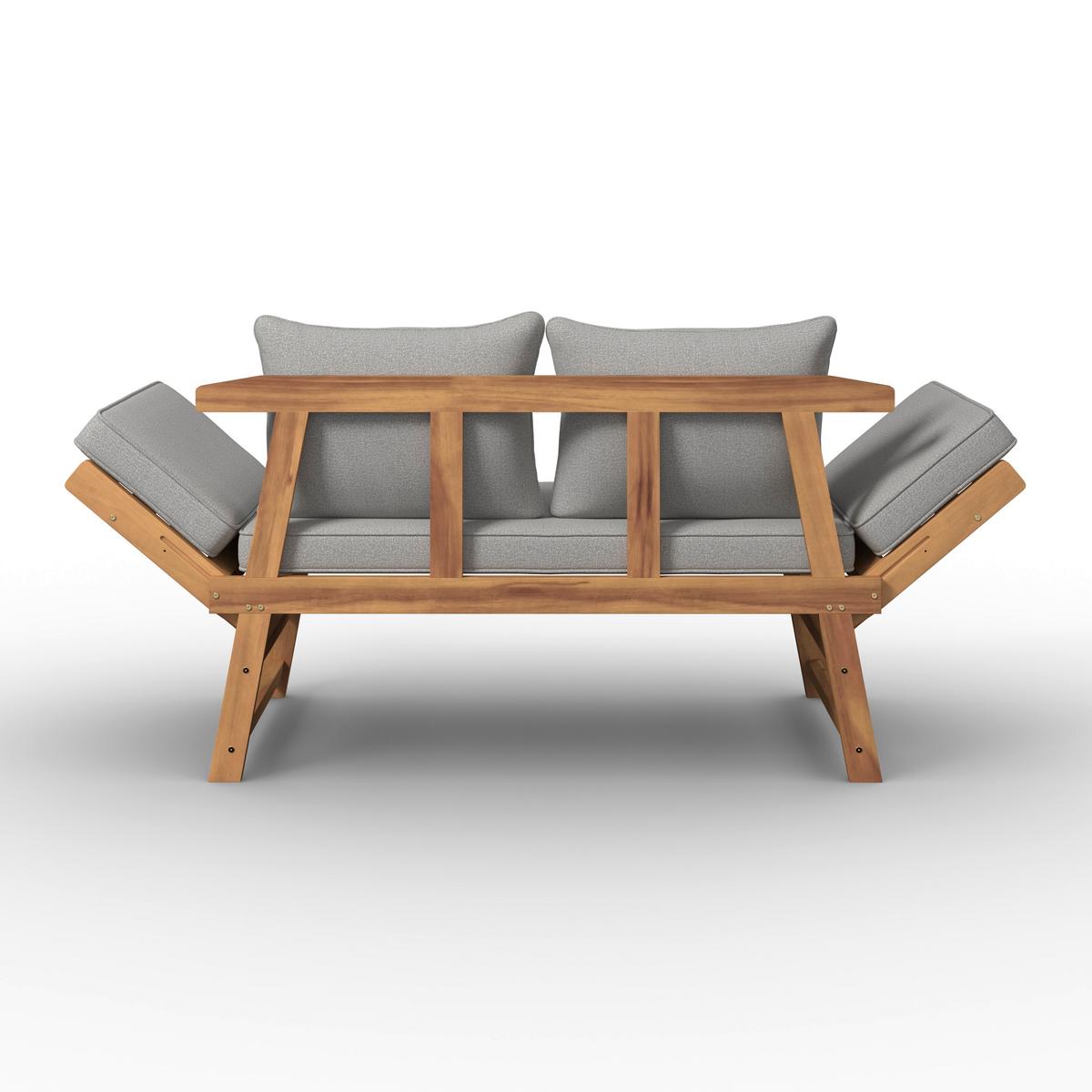 Bancă Pia - gri/culoare lemn acacia, Modern, lemn/textil (190/75/68cm) - Bessagi Garden