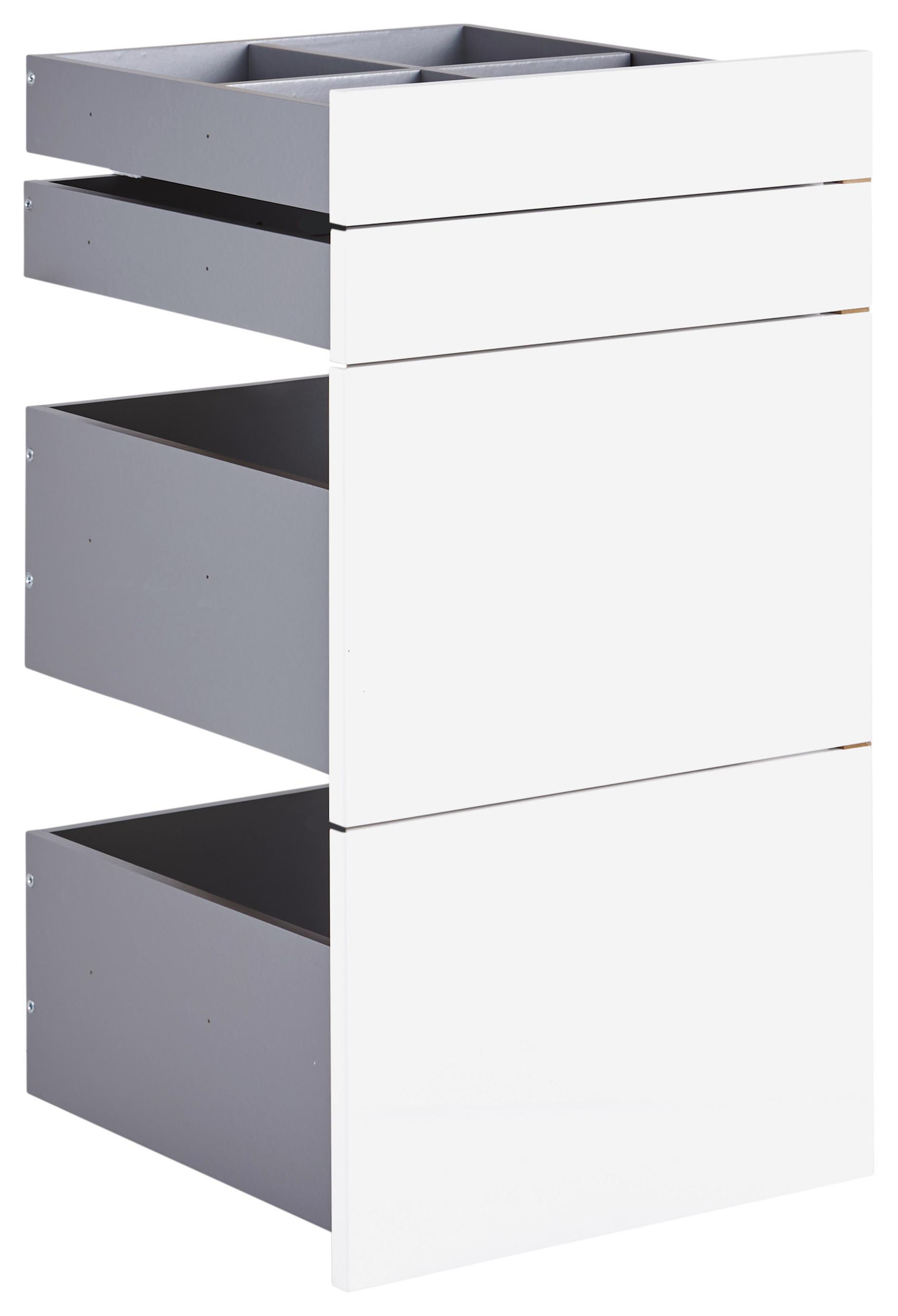 Schubladenset Unit in Weiß Hochglanz - Weiß Hochglanz, MODERN, Holzwerkstoff (45,3/83/47cm) - Based