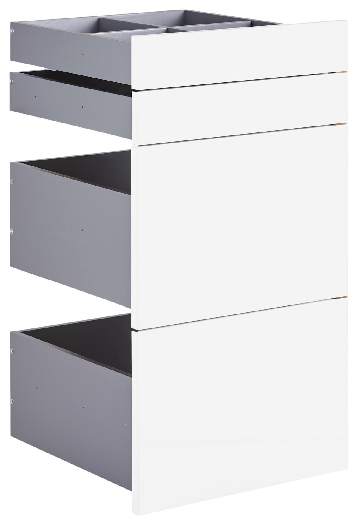 Schubladenset Unit in Weiss Hochglanz - Weiss Hochglanz, Modern, Holzwerkstoff (45,3/83/47cm) - Based