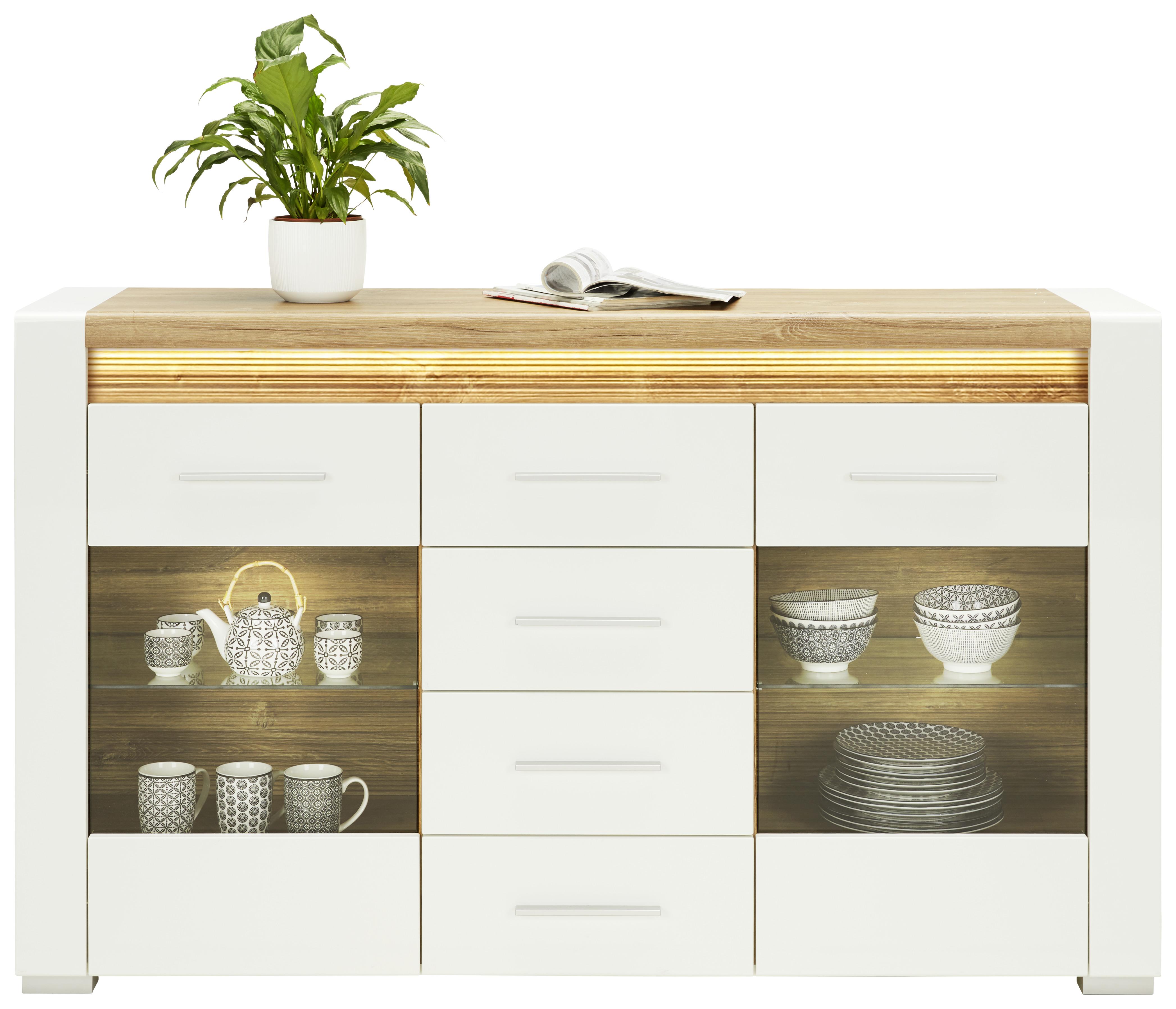Sideboard in Weiss Hochglanz - Chromfarben/Weiss, Modern, Glas/Holzwerkstoff (160/96/40cm) - Modern Living