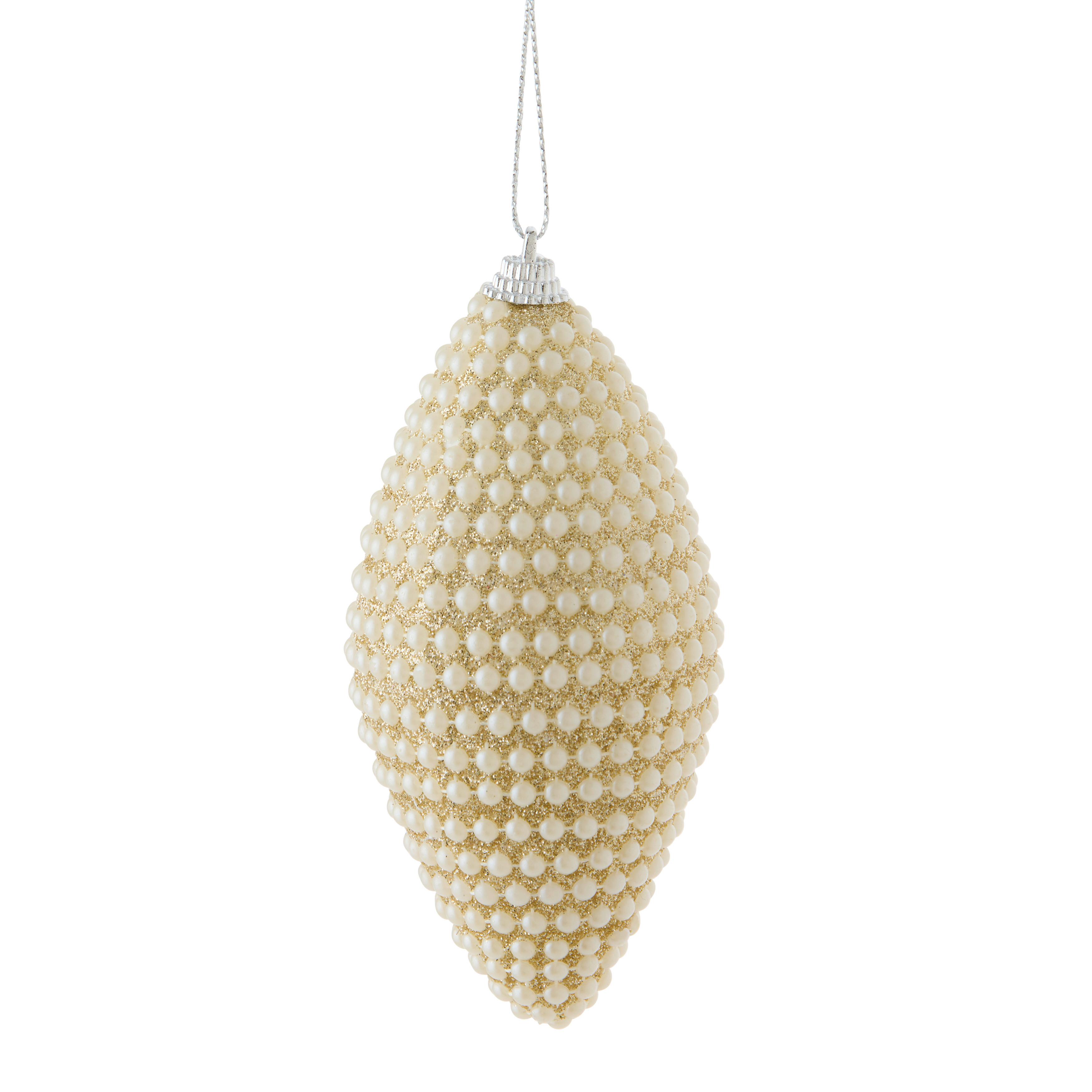 Christbaumkugel Oliva diverse Farben - Champagner/Silberfarben, KONVENTIONELL, Kunststoff (6/12cm) - Mömax