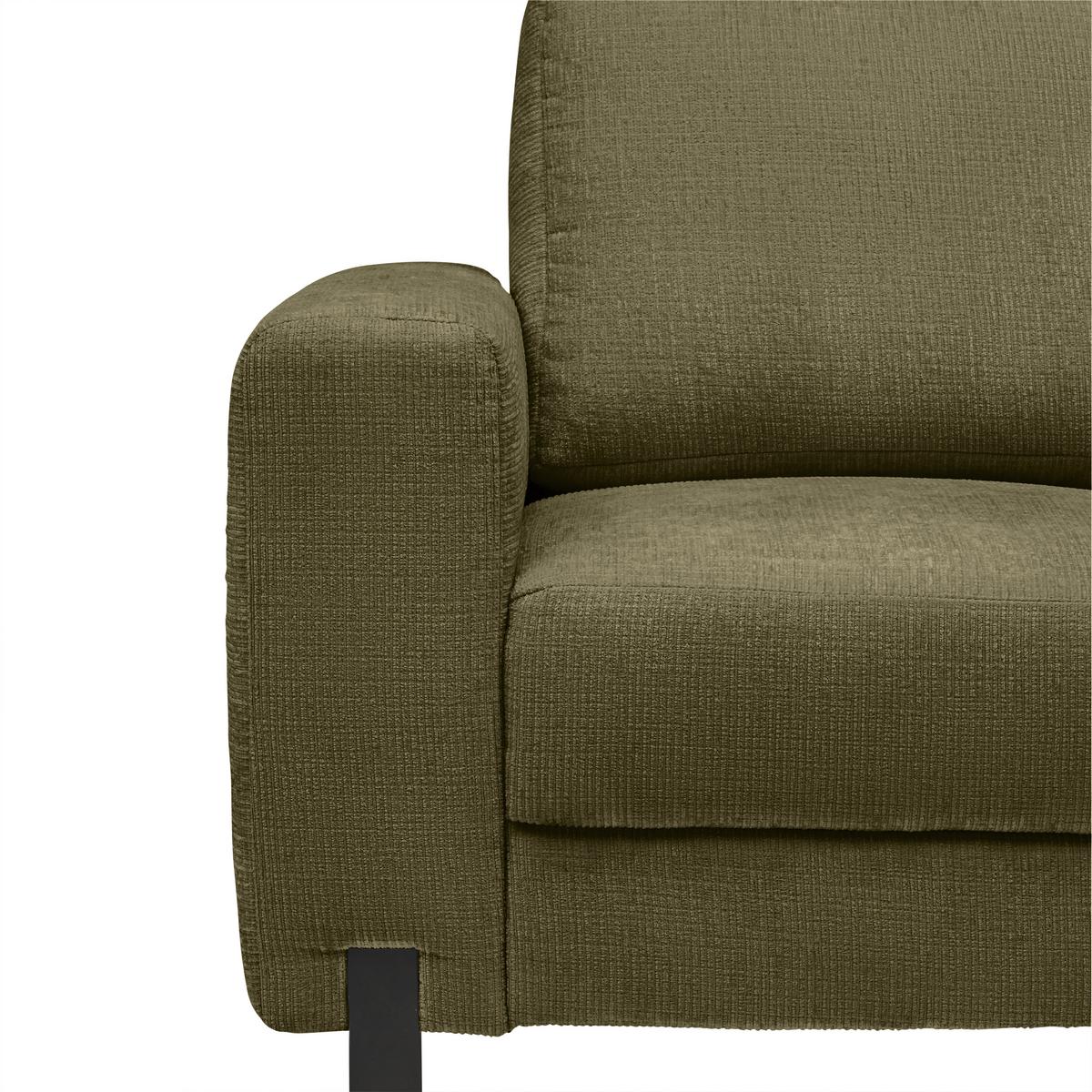 3-Sitzer-Sofa Piega Grün - Schwarz/Grün, MODERN, Textil/Metall (230/66-87/96cm) - Mömax