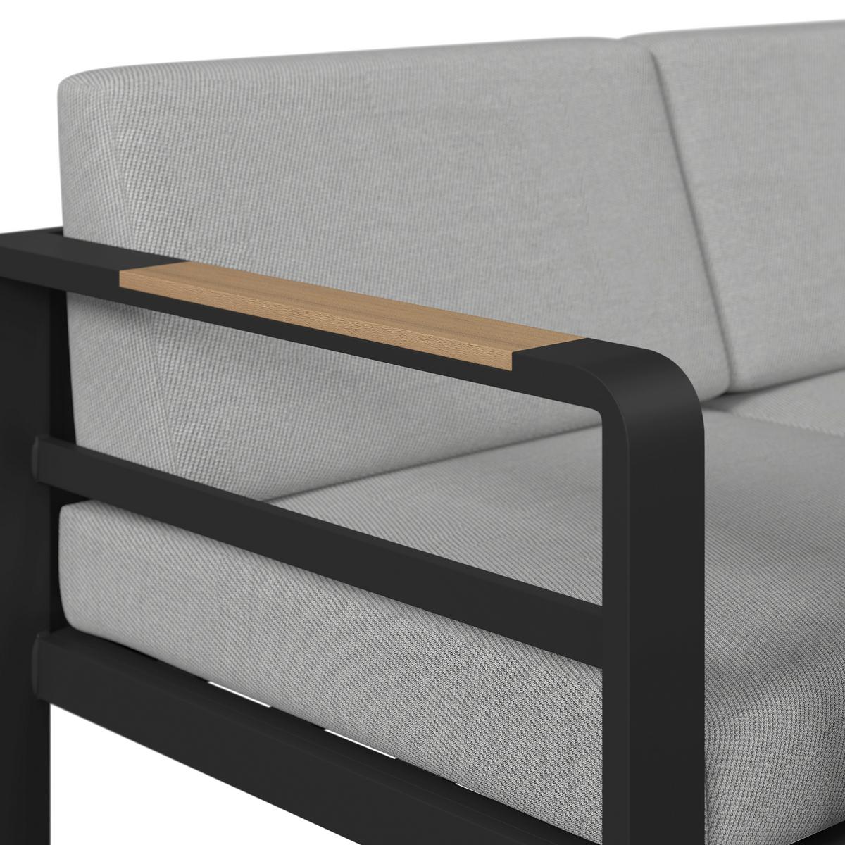 Dining-Loungeset Aruba Hellgr. /Schwarz Outdoorstoff/Metall - Hellgrau/Schwarz, MODERN, Kunststoff/Textil - Bessagi Garden