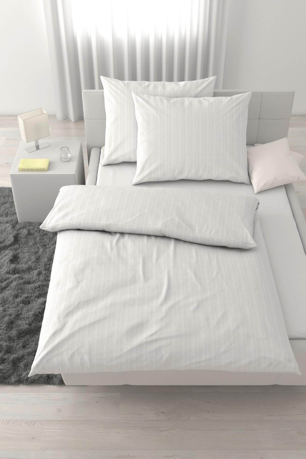 Posteljnina Dobby Raute Xxl - bela, tekstil (200/200cm) - Mömax