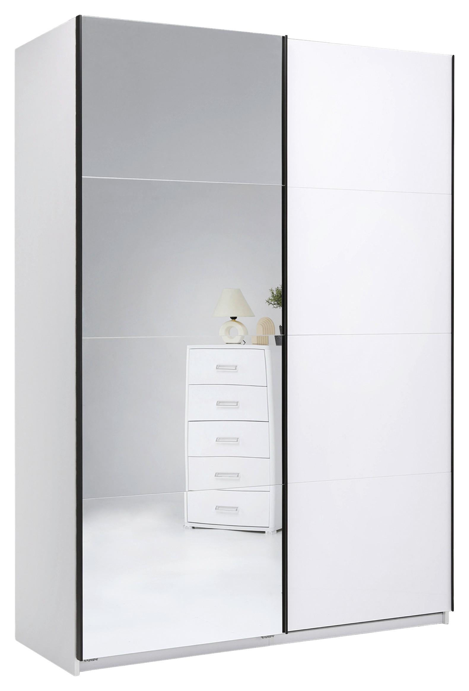 Omara Z Drsnimi Vrati Family, Bela, Visoki Sijaj, Ogledalo - črna/bela, Moderno, kovina/leseni material (150/212/62cm) - Mömax