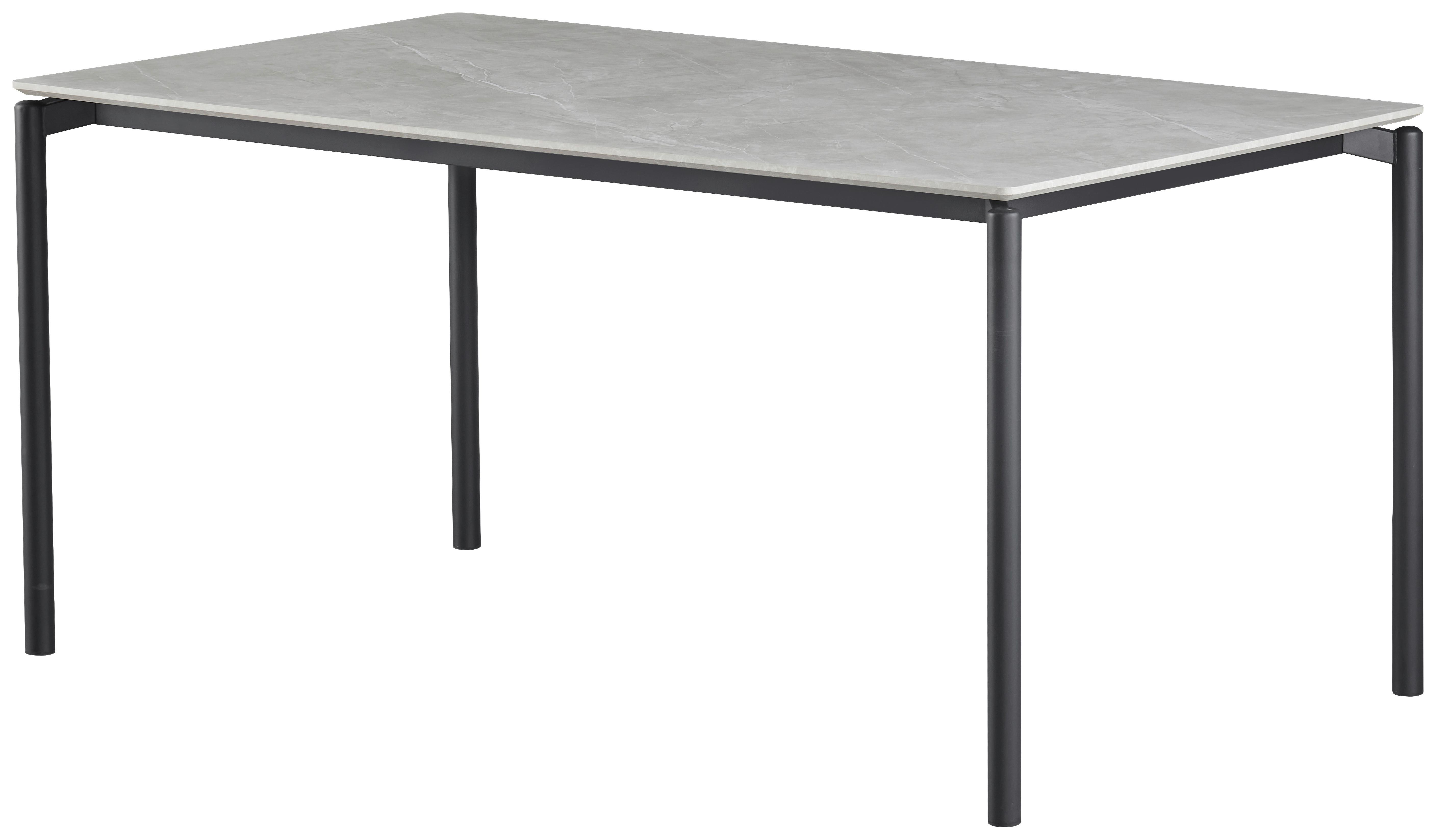Jedilna Miza Lean, Siva, 160x90 - siva/črna, Konvencionalno, kovina/leseni material (160/76/90cm) - P & B