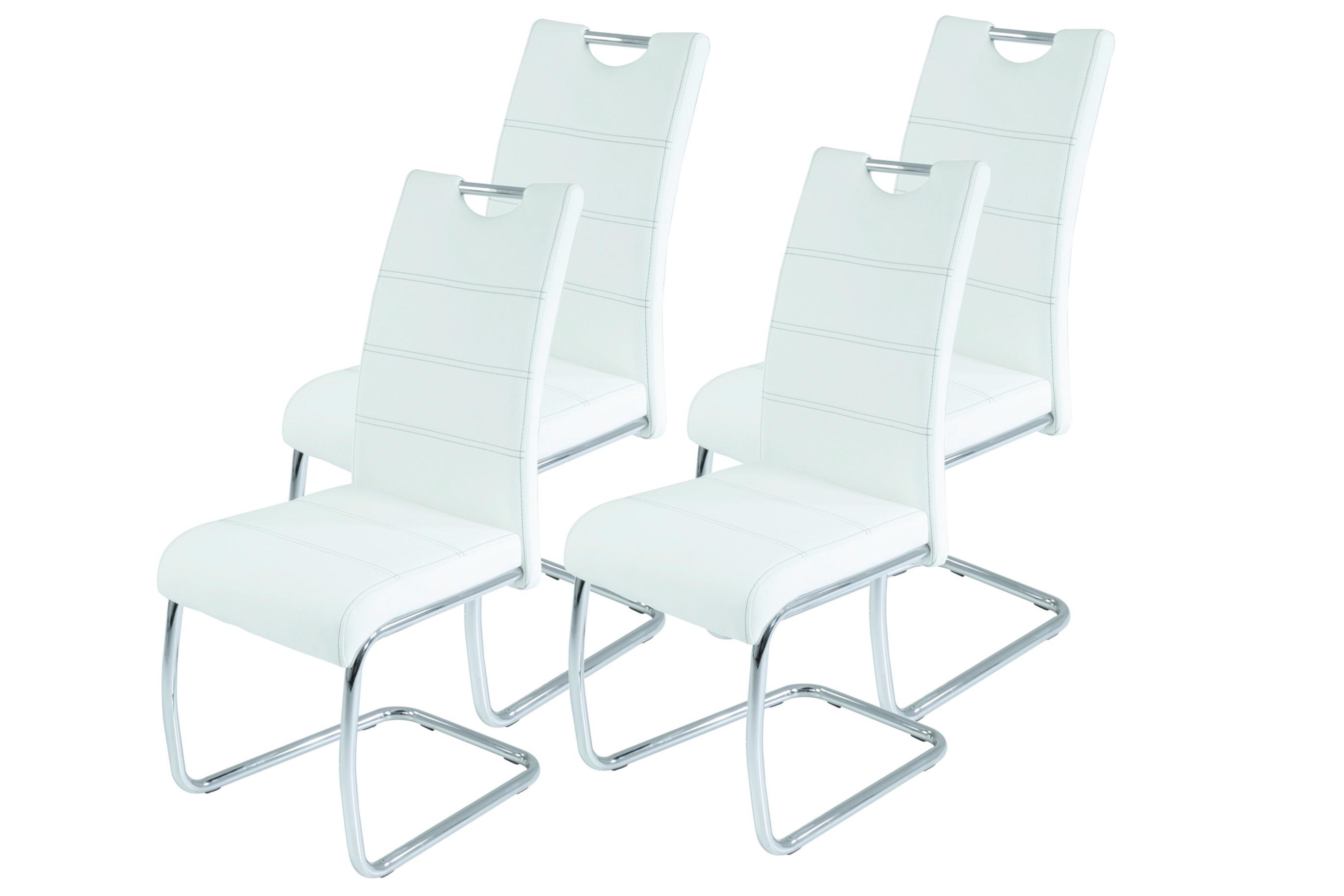 SCHWINGSTUHL-SET FLORA S 4ER-SET - Chromfarben/Weiß, MODERN, Textil/Metall (43/98/59cm) - MID.YOU