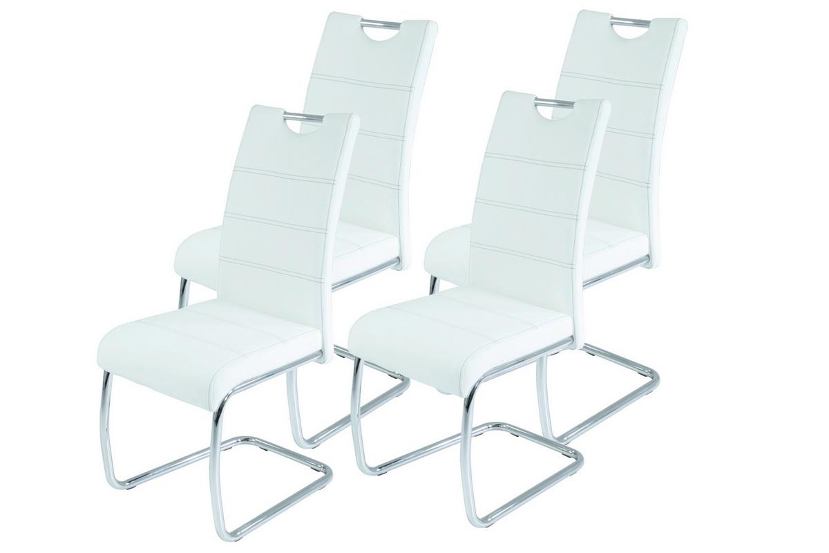 SCHWINGSTUHL-SET FLORA S 4ER-SET - Chromfarben/Weiß, MODERN, Textil/Metall (43/98/59cm) - MID.YOU