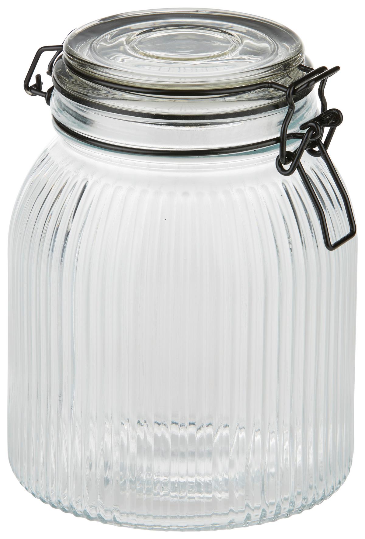 Vorratsdose Juna aus Glas ca. 1,3 Liter - Transparent, Modern, Glas/Kunststoff (12,5/17,2cm) - Premium Living