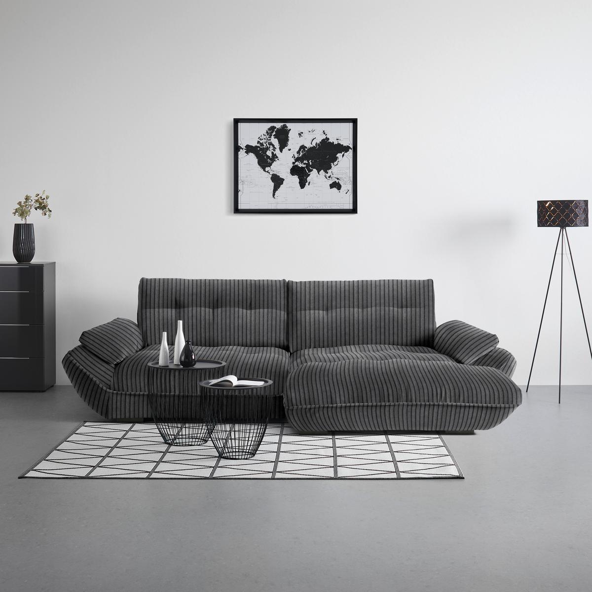 Wohnlandschaft Vivo Anthrazit - Anthrazit/Schwarz, MODERN, Kunststoff/Textil (317/63/179cm) - Premium Living