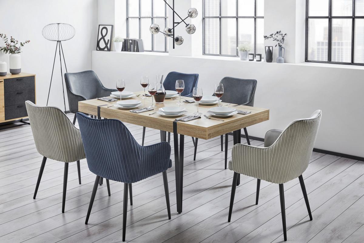Armlehnstuhl Caria Hellgrau Samt Gepolstert - Hellgrau/Schwarz, MODERN, Holz/Textil (57/89/60cm) - Bessagi Home