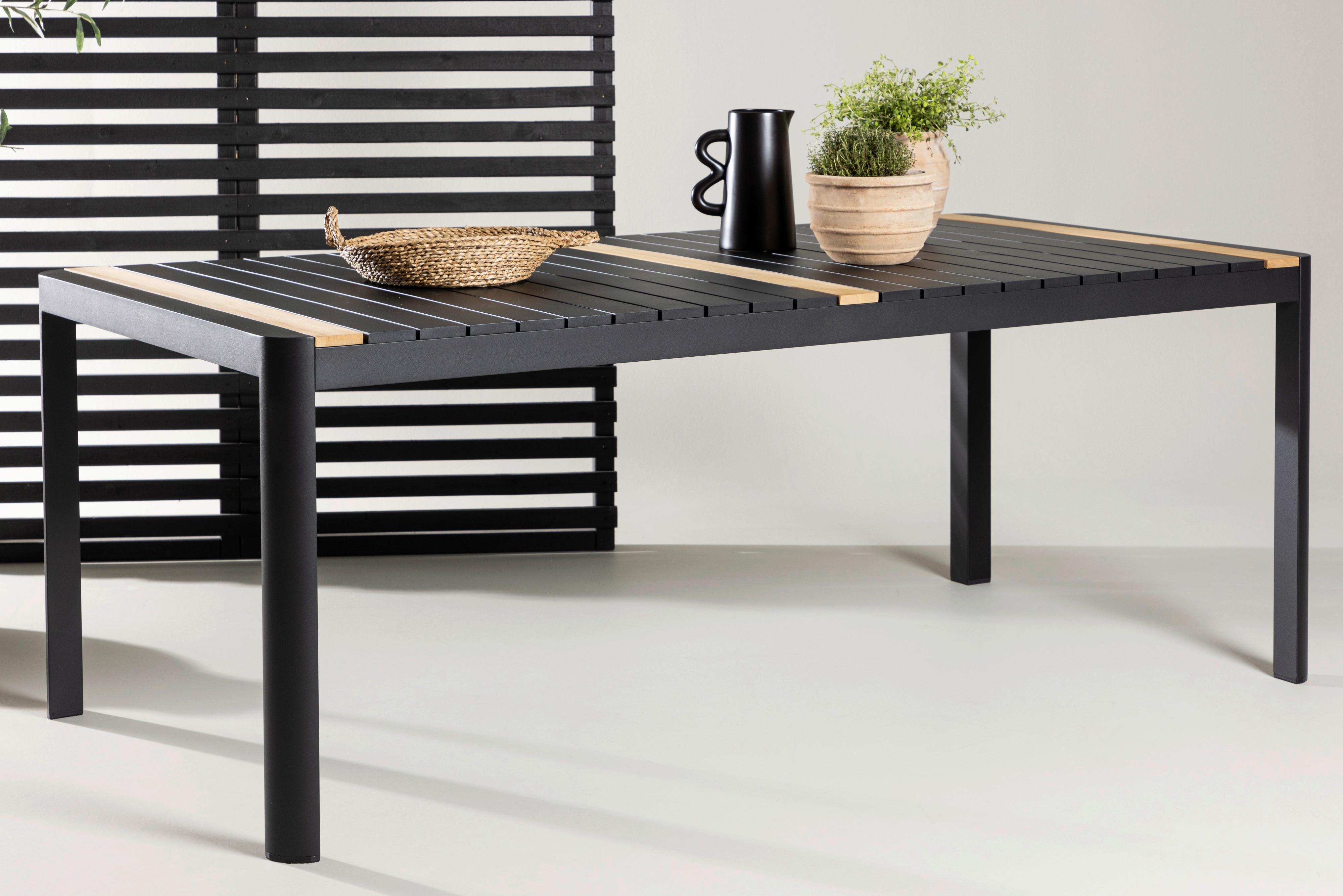 GARTENTISCH TOGO - Schwarz, KONVENTIONELL, Holz/Metall (100/75/200cm) - Gardenson