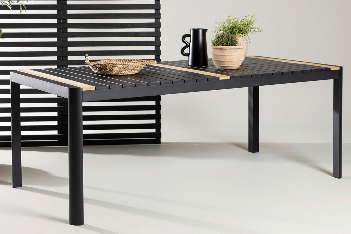 GARTENTISCH TOGO - Schwarz, KONVENTIONELL, Holz/Metall (100/75/200cm) - Gardenson