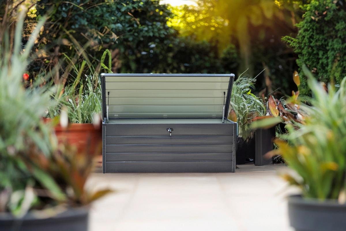 SKRZYNIA OGRODOWA AUFLAGENBOX 350L - antracytowy, Basics, metal (120/61/62cm)