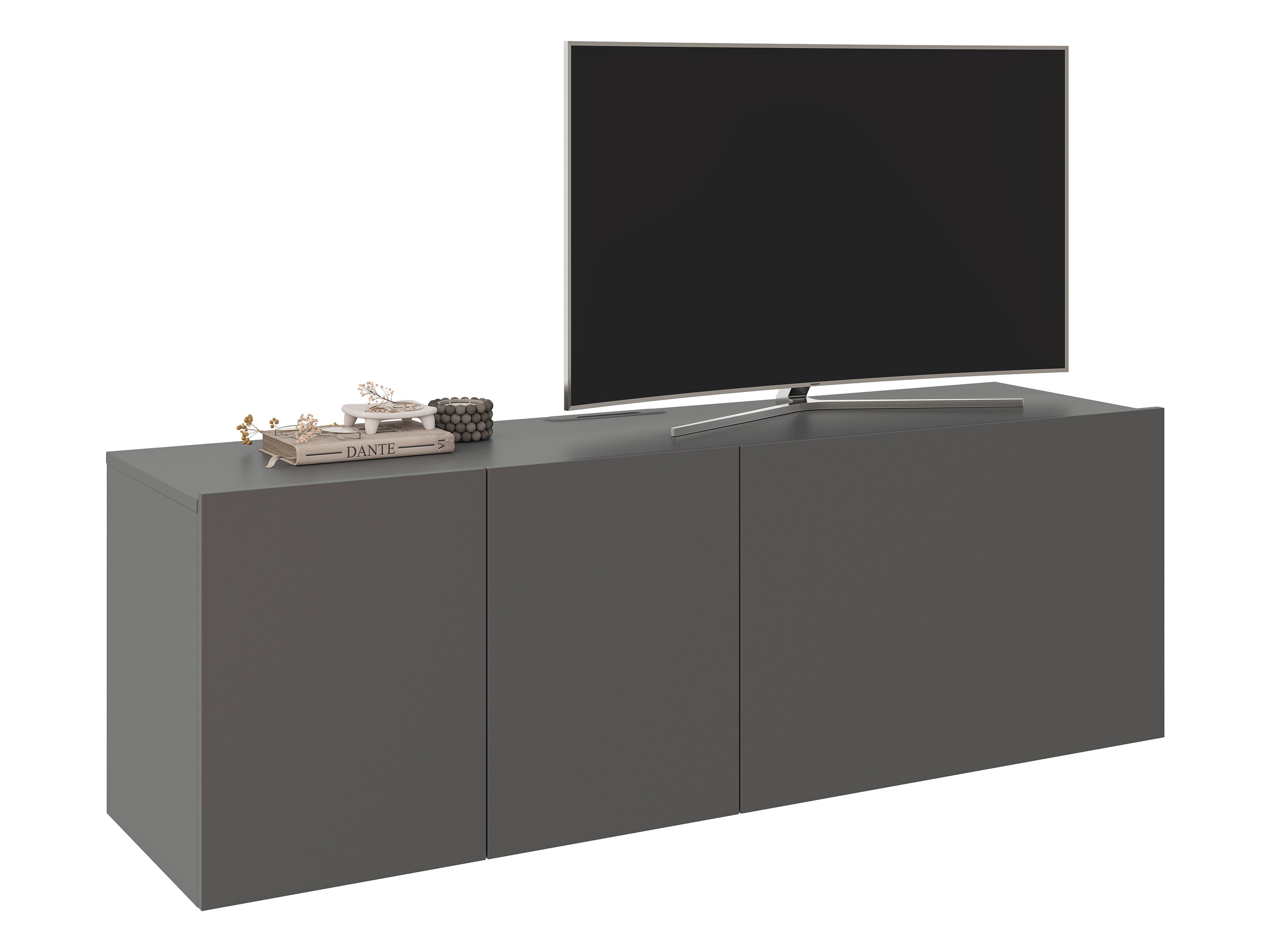 KOMODA NISKA NEWNIQ - antracytowy, Design, materiał drewnopochodny (150/50/42cm) - Hom`in
