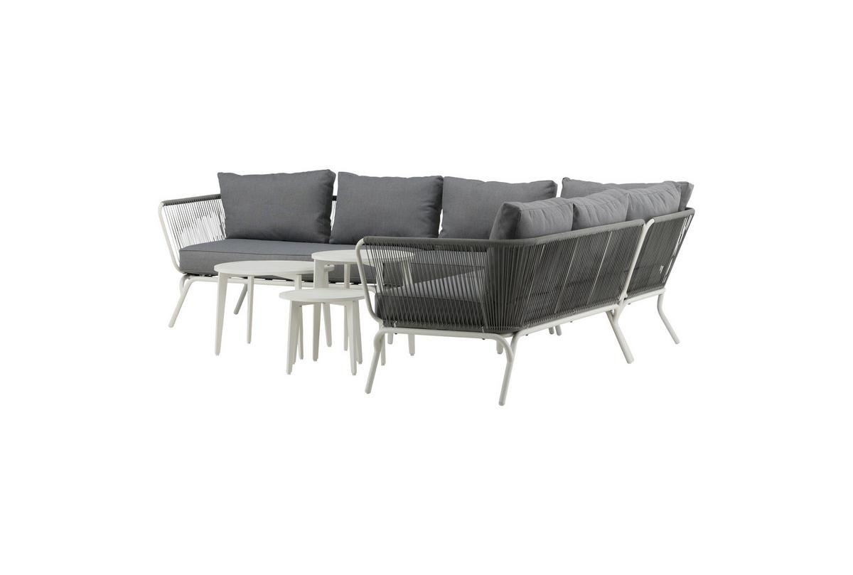 Dining-Loungeset Roxo ca. 283x221 cm Grau/Weiß - Weiß/Grau, KONVENTIONELL, Textil/Metall - Gardenson