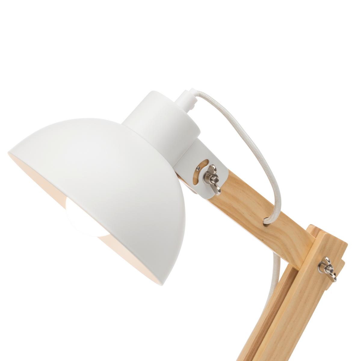 Tischleuchte Moda Weiß max. 25 Watt - Weiß, Natur, Holz/Metall (41,5/16/32cm) - Brilliant
