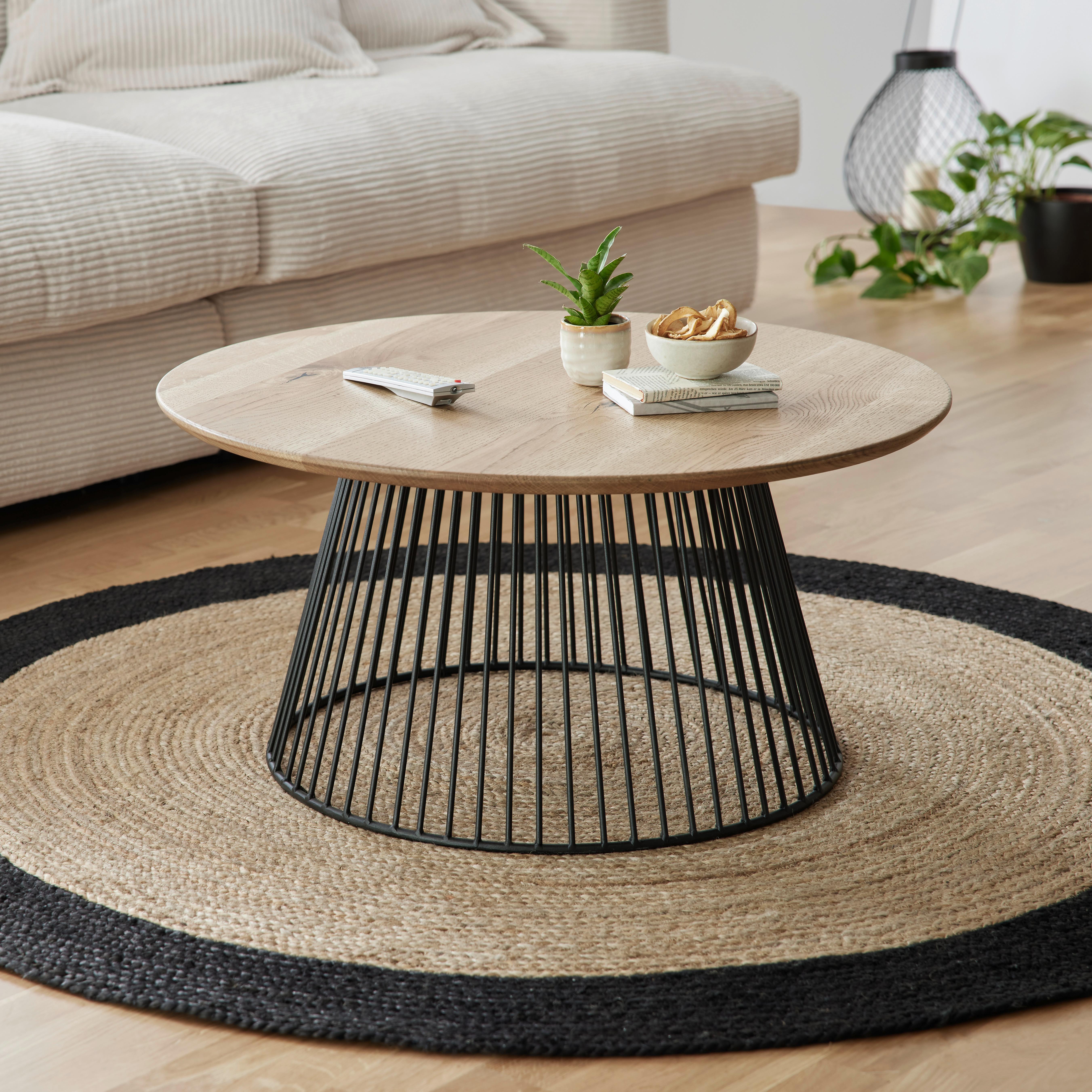 Couchtisch Juri in Naturfarben - Schwarz/Naturfarben, LIFESTYLE, Holz/Metall (80/80/40cm) - Mömax