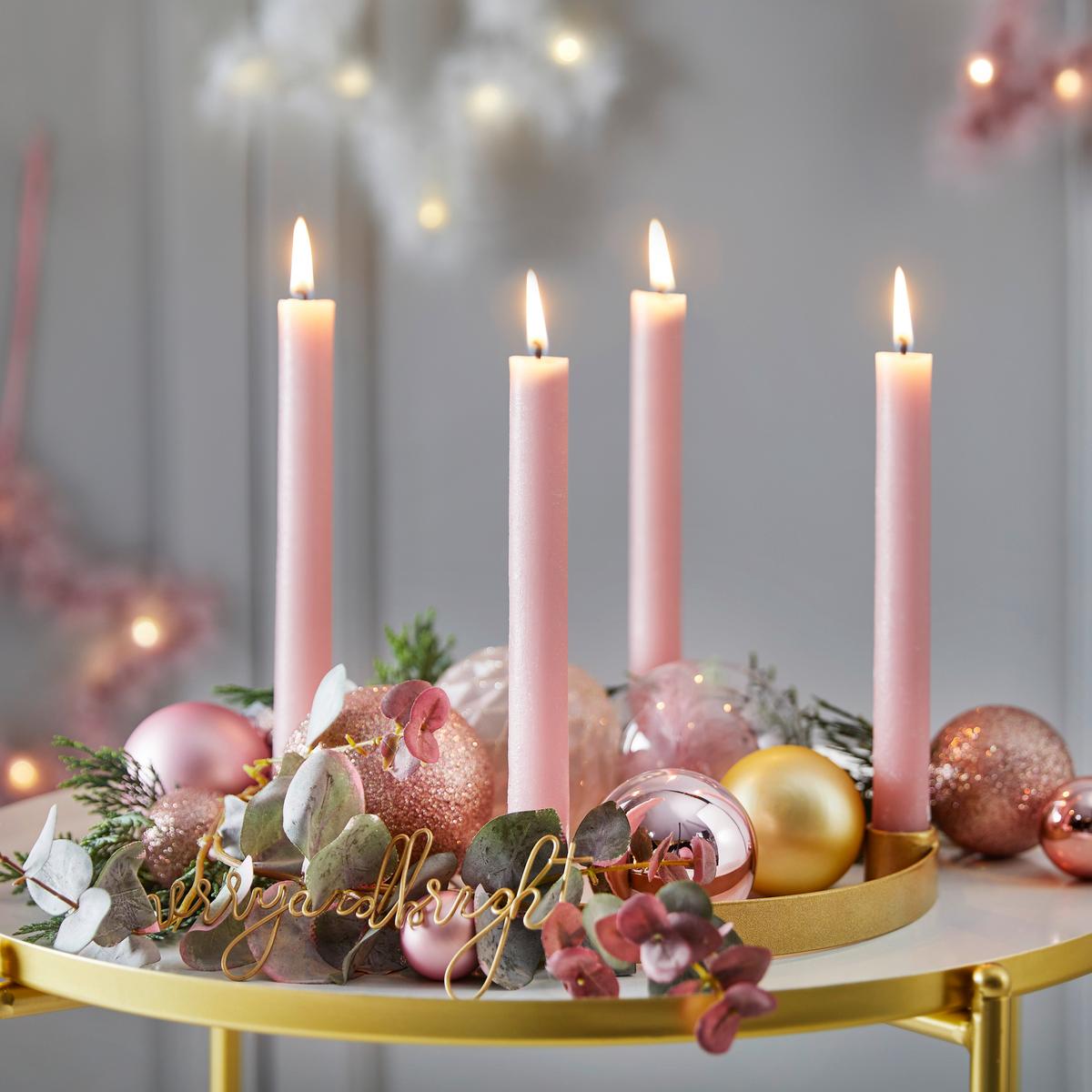 Stabkerze Melia in Hellrosa, 4-teilig - Hellrosa, Basics (2/20cm) - Modern Living