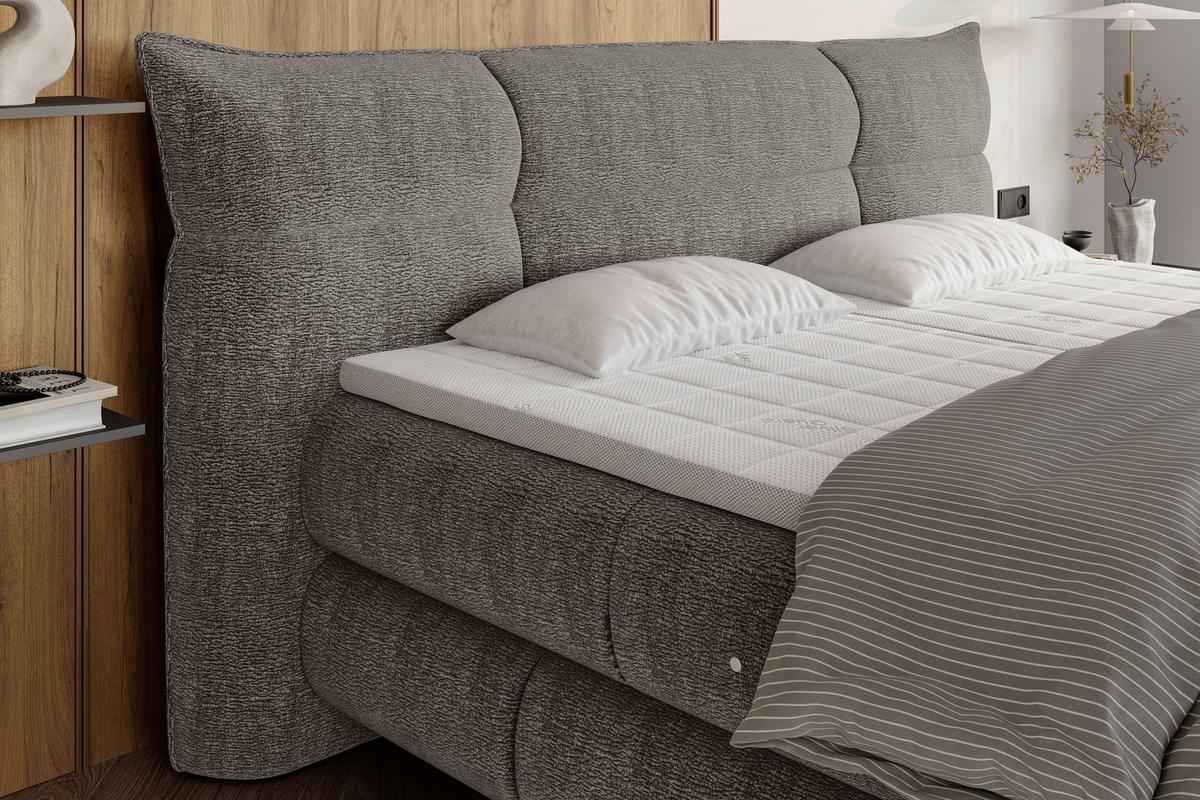 Boxspringbett Auris Dunkelgrau ca. 180x200cm - Dunkelgrau/Schwarz, KONVENTIONELL, Kunststoff/Textil (180/200cm) - Sembella