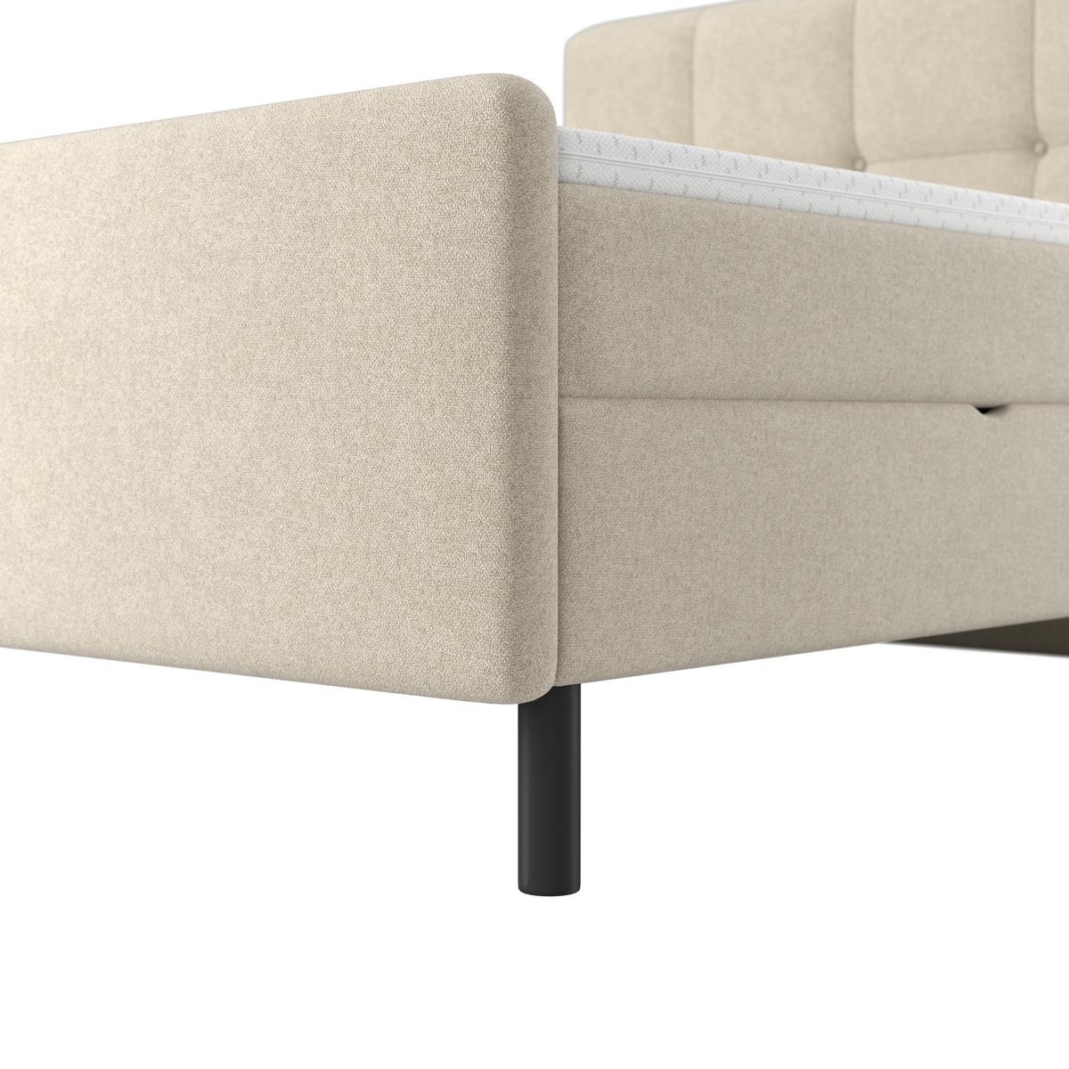 Boxbett Marbella 180x200cm Beige mit Topper - Beige/Schwarz, Modern, Holz/Holzwerkstoff (180/200cm) - Bessagi Home