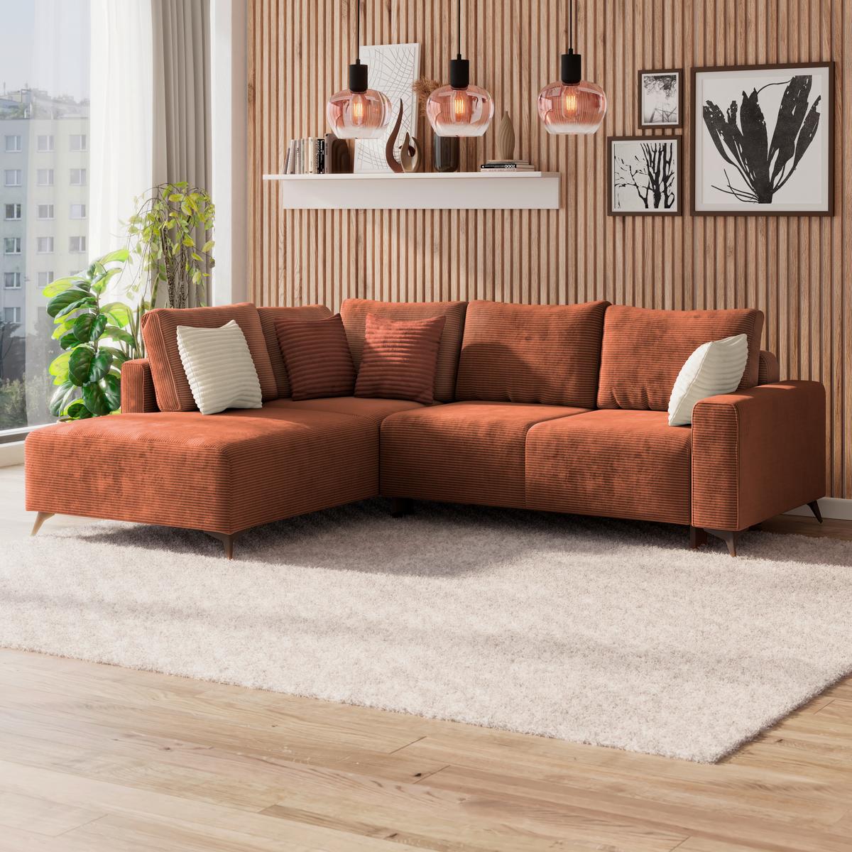 Kutna Garnitura Viktor - bakrenaste boje/crna, Moderno, tekstil/metal (212/270cm)