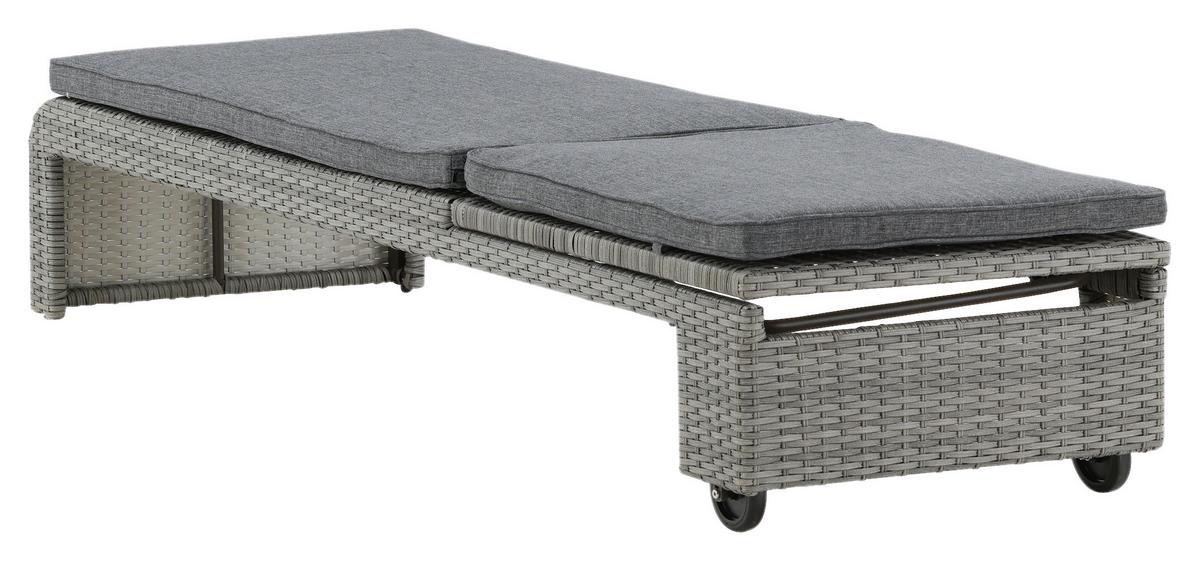 Sonnenliege London ca. 60x32x196 cm Grau - Grau, KONVENTIONELL, Kunststoff/Textil (60/32/196cm) - Gardenson