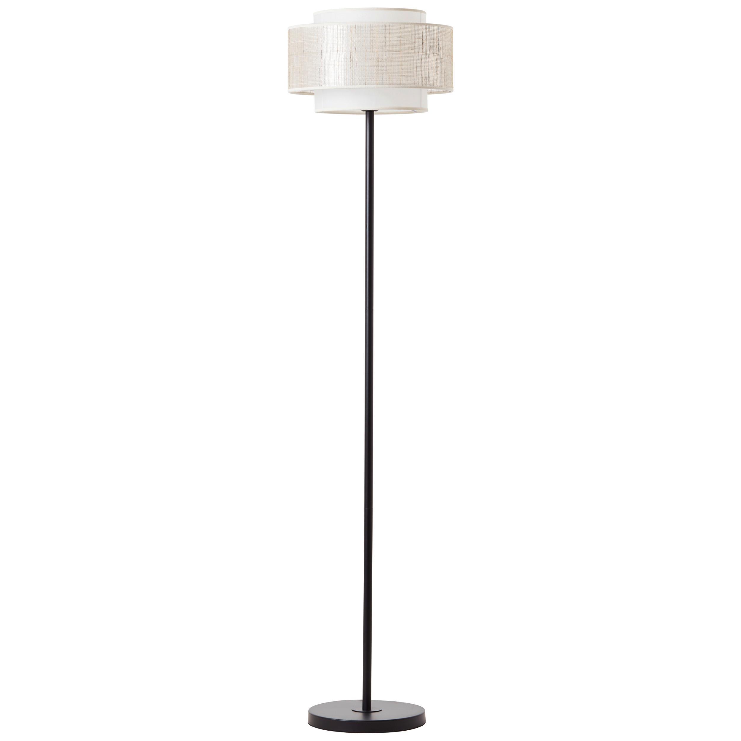 Stehleuchte Odar Schwarz/Beige max. 42 Watt - Beige/Schwarz, Natur, Papier/Textil (36/152,5cm) - Brilliant