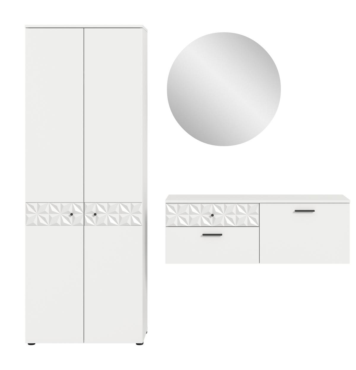 Serija Predsoblja Prisma - bijela, Design, staklo/drvni materijal (195/192/34cm) - Modern Living