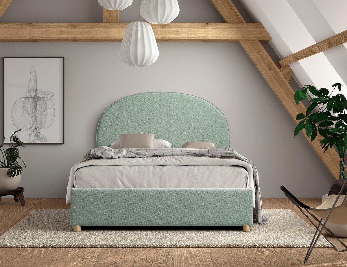 Kinder-/Juniorbett MOON Grün ca. 140x200 cm Bouclé - Naturfarben/Grün, ROMANTIK / LANDHAUS, Holz/Textil (140/200cm) - Vipack