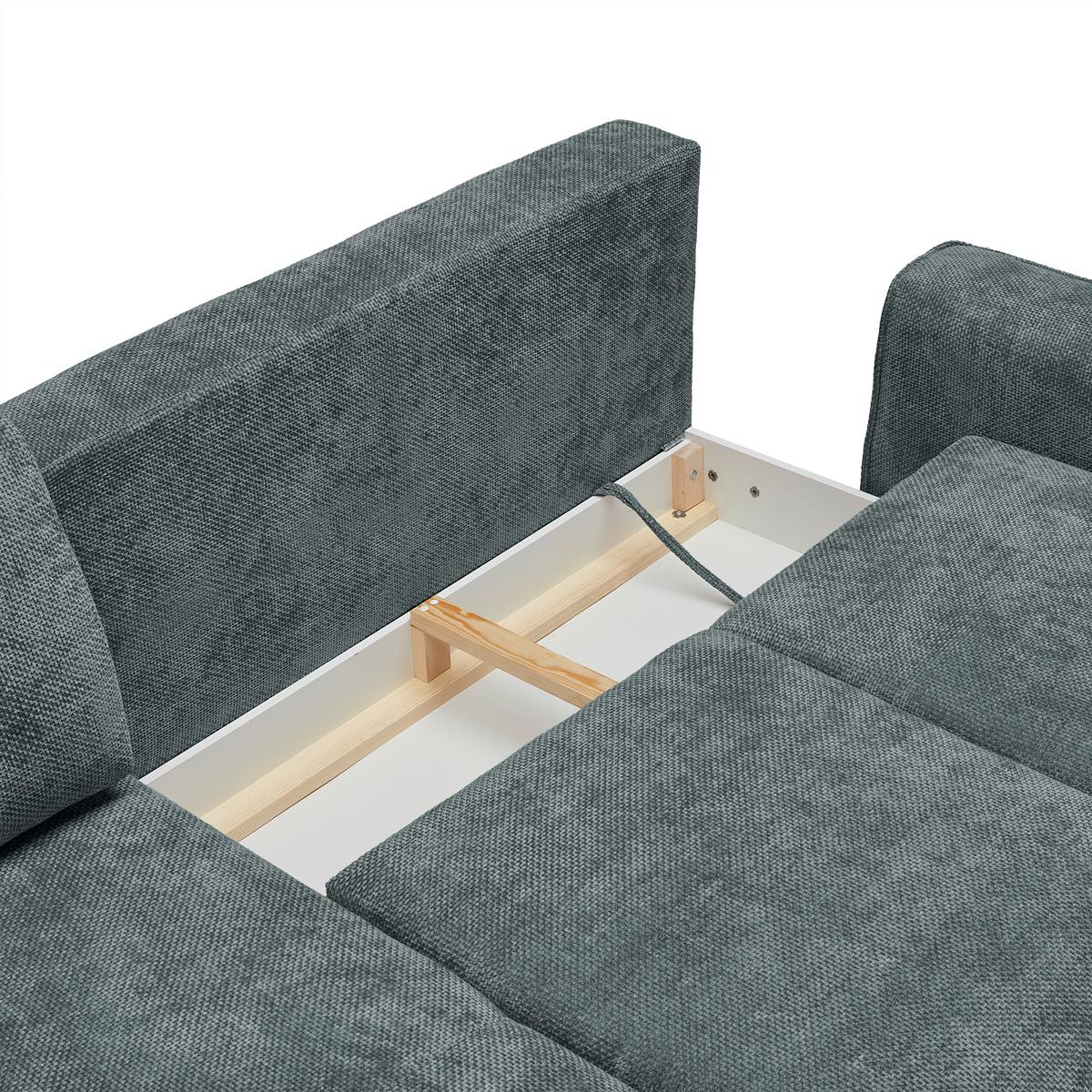 Ecksofa Custom Dunkelgrün - Dunkelgrün/Schwarz, MODERN, Textil/Metall (164/85/255cm) - Mömax