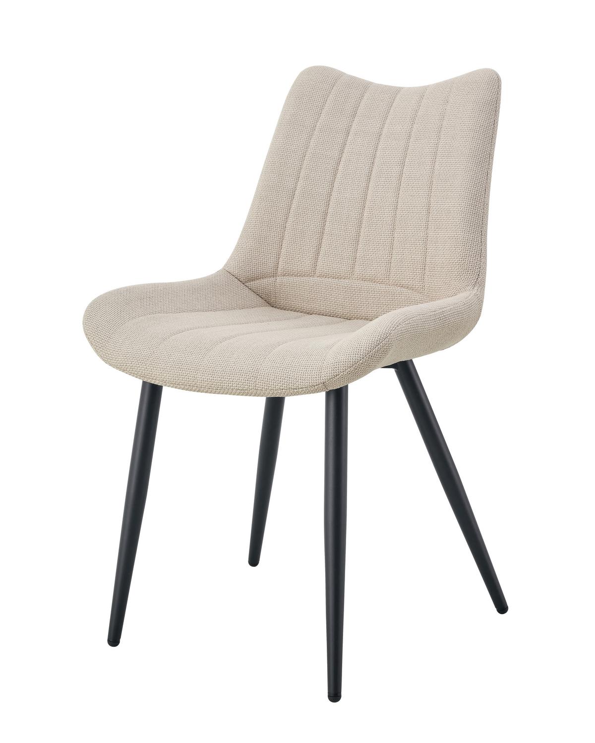 Set Stolov Lotta, Krem Barva, 2 Kos - črna/krem barve, Moderno, kovina/tekstil (53/86/59cm) - MID.YOU