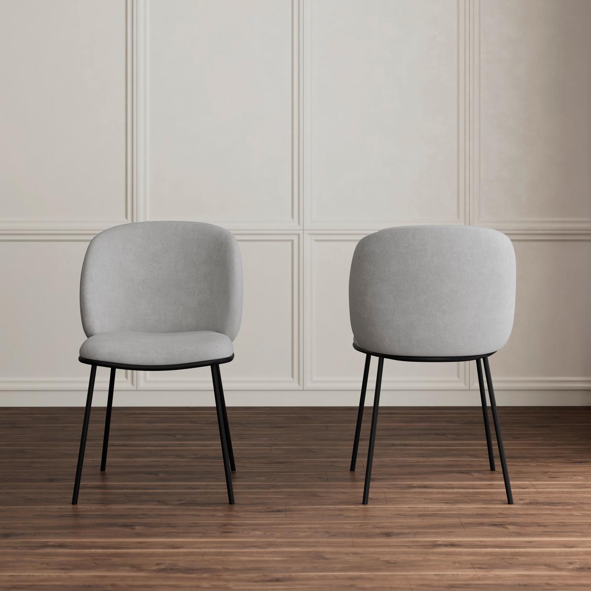 Stuhl Malea Hellgrau Chenille Gepolstert - Hellgrau/Schwarz, MODERN, Holz/Textil (49/76/55cm) - Bessagi Home