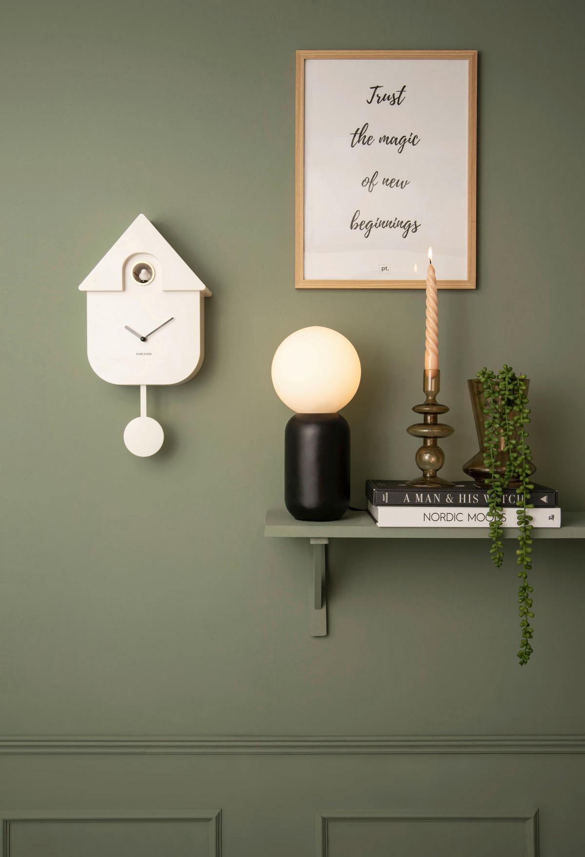 ZEGAR ŚCIENNY WALL CLOCK MODERN CUCKOO - biały, Konventionell, tworzywo sztuczne (21,5/41/8,5cm) - Karlsson