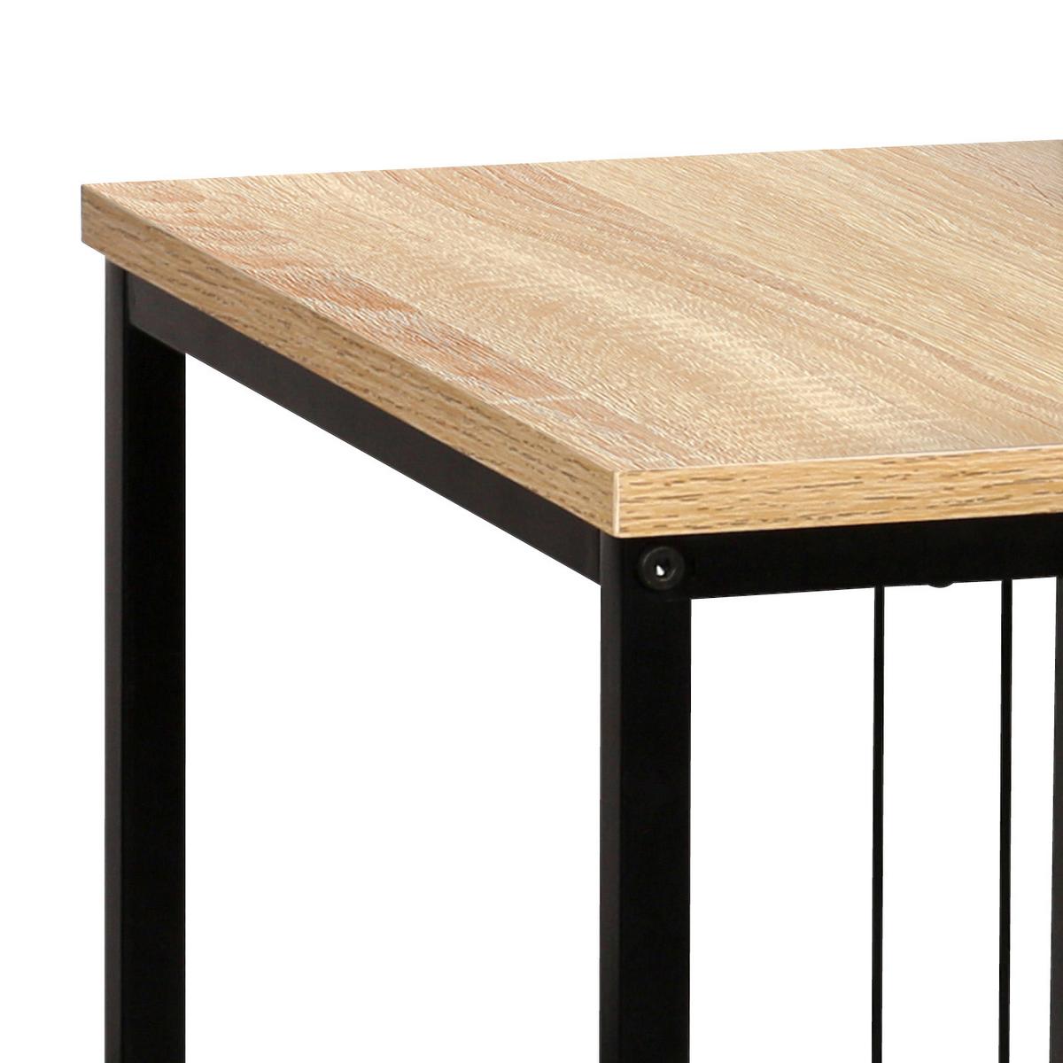 Set de mese auxiliare NEAPL - culoare natur/negru, Modern, metal/material pe bază de lemn (40-35/50-45/40-35cm) - Modern Living