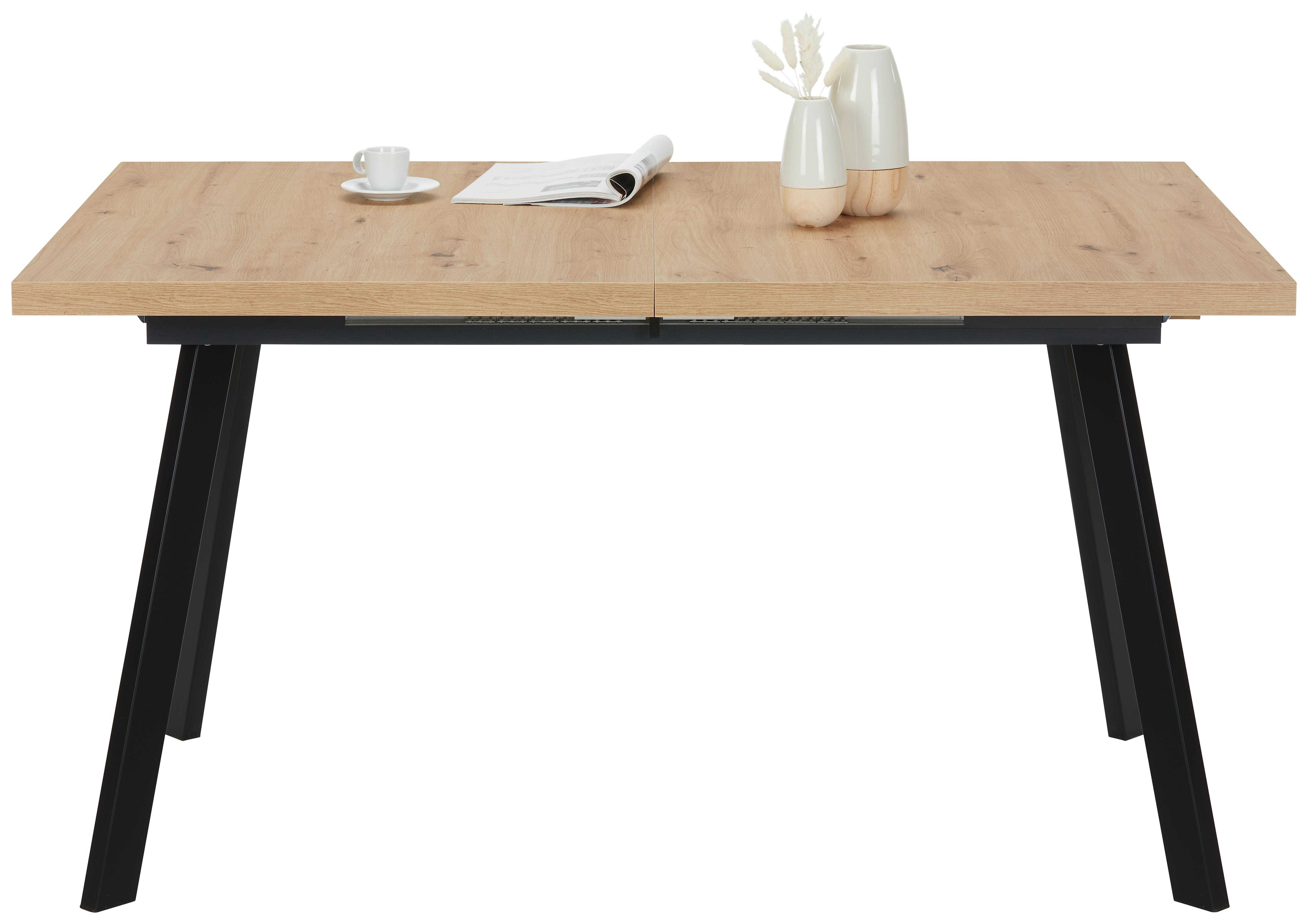 Ausziehtisch Dinner in Eiche ca. 160-210x90x75cm Artisan - Schwarz/Eiche Artisan, MODERN, Holzwerkstoff/Metall (160-210/90/75cm) - Mömax