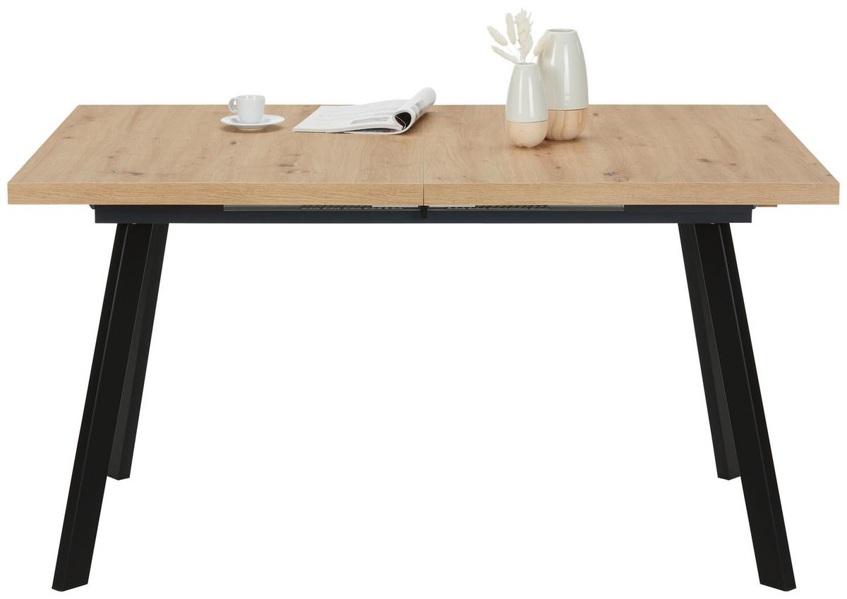 Ausziehtisch Dinner in Eiche ca. 160-210x90x75cm Artisan - Schwarz/Eiche Artisan, MODERN, Holzwerkstoff/Metall (160-210/90/75cm) - Mömax