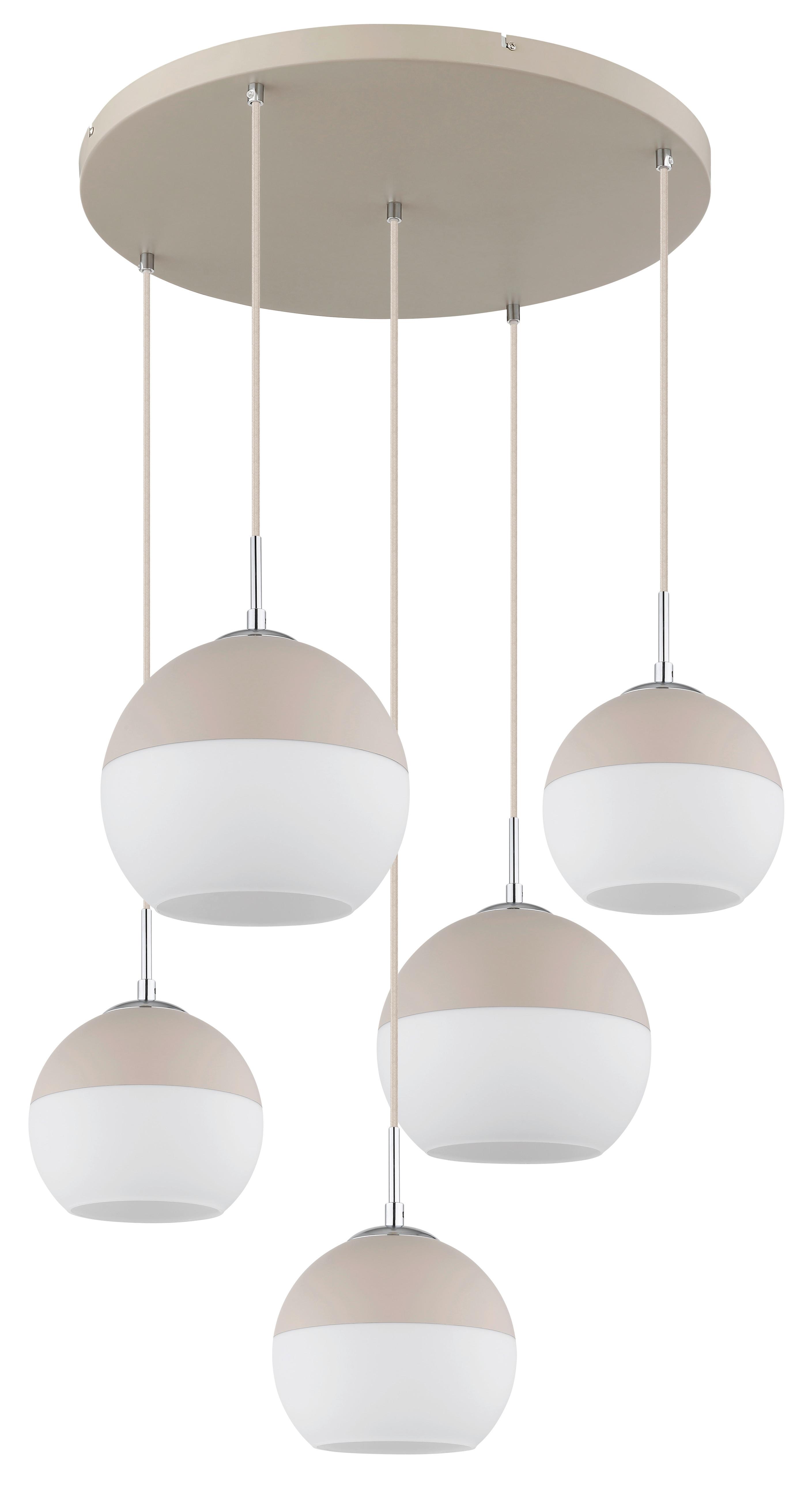 Svjetiljka Viseća 15999-5hr  Ragusa - bijela/boje pijeska, Design, staklo/metal (57/120cm) - Globo