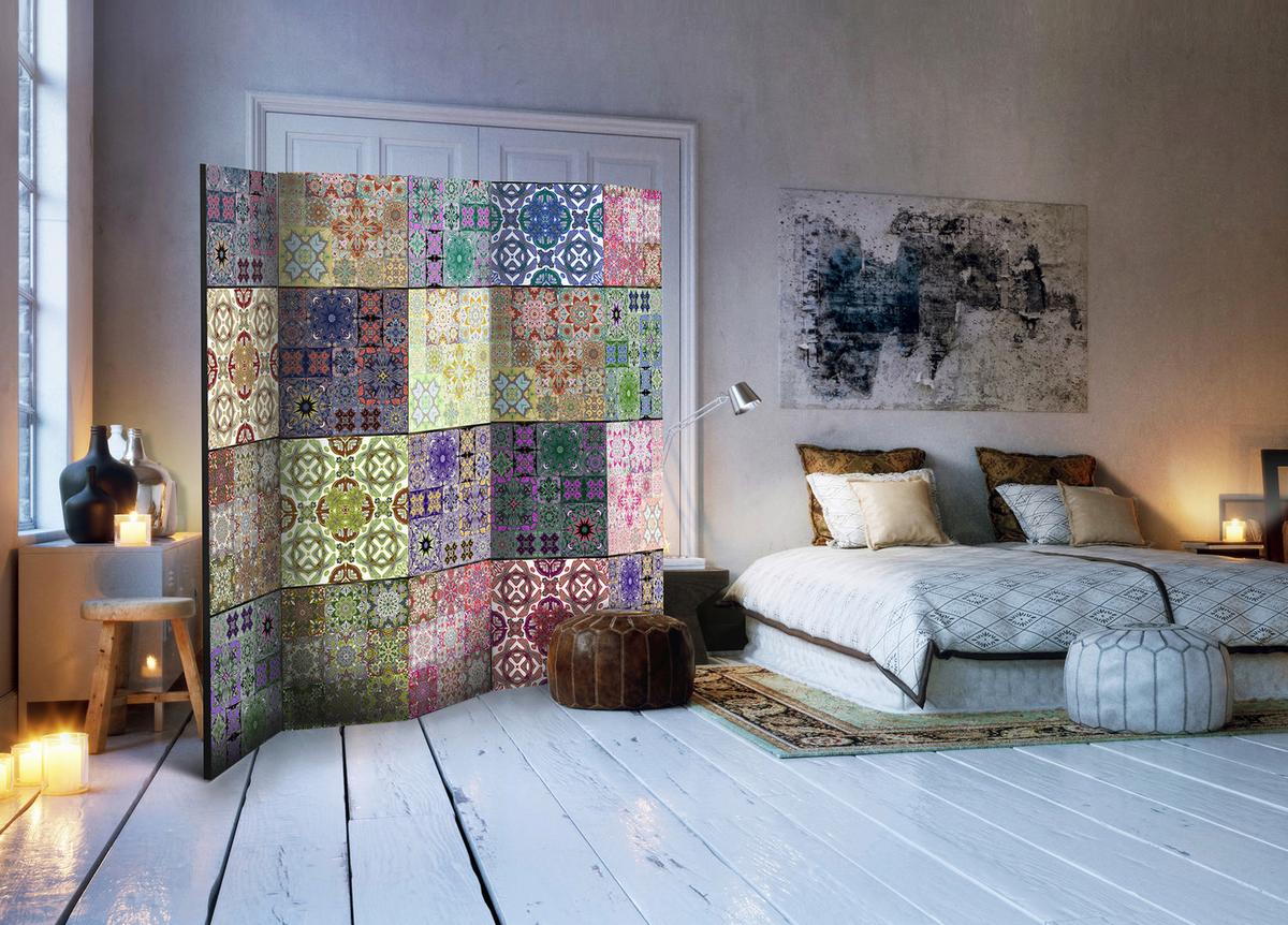 Paravan Cornucopia I, 5-Delni, Dvostranski - večbarvno, Basics, tekstil/les (225/172/3cm) - artgeist