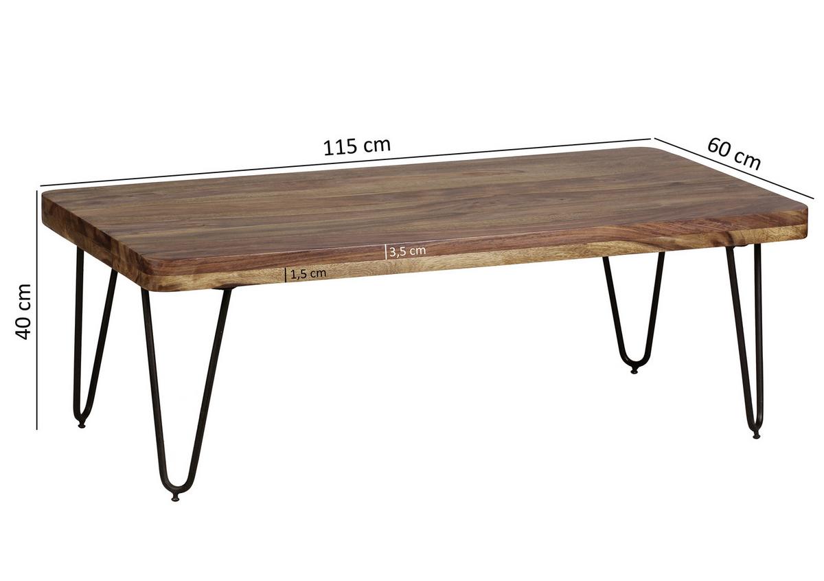 Klubska Miza Bagli - črna/barve indijskega rožnega lesa, Design, kovina/les (115/60/40cm) - MID.YOU