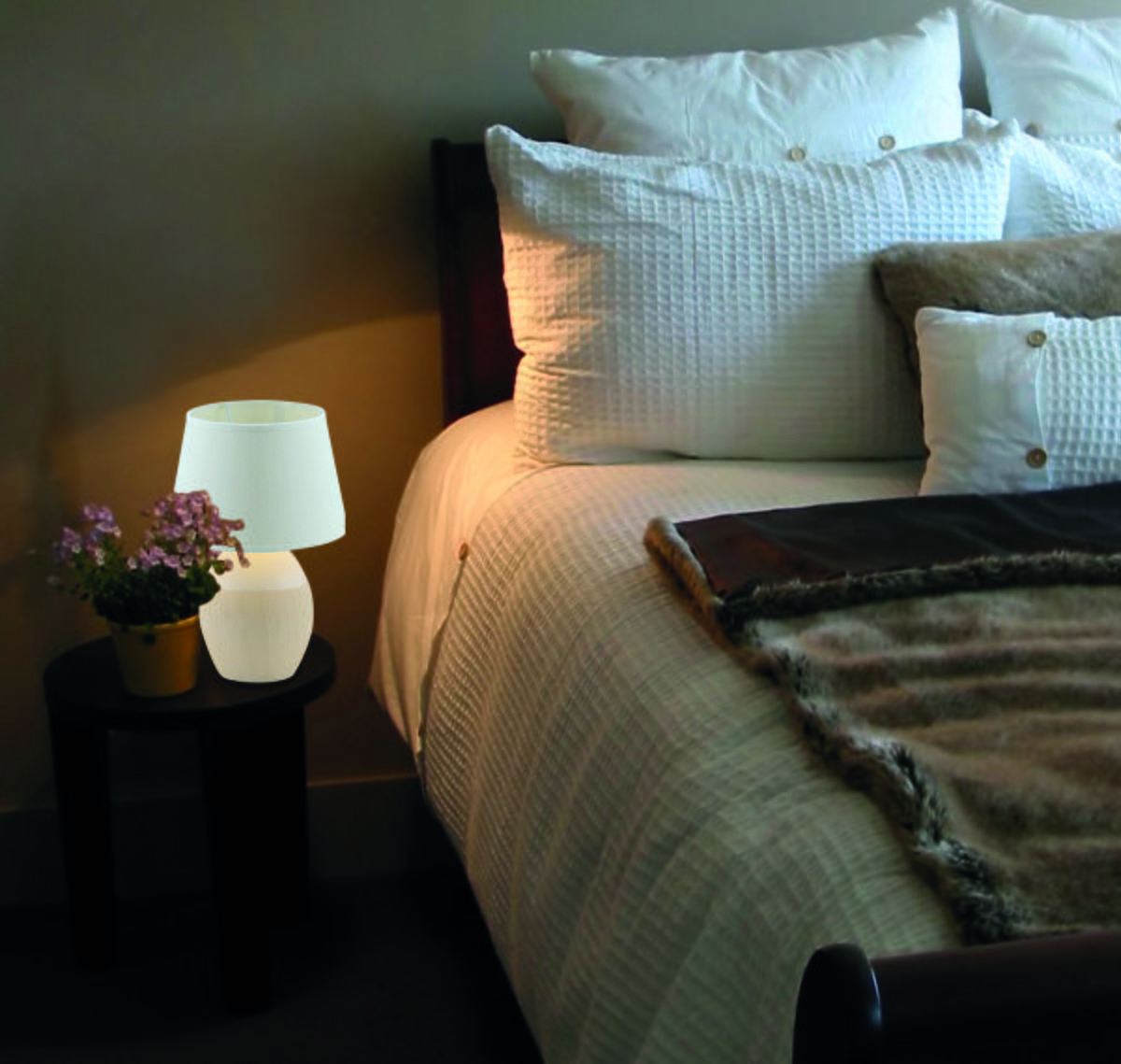 LAMPA STOŁOWA 3145923 - biały/kremowy, Konventionell, tkanina/ceramika (15/31cm) - Näve