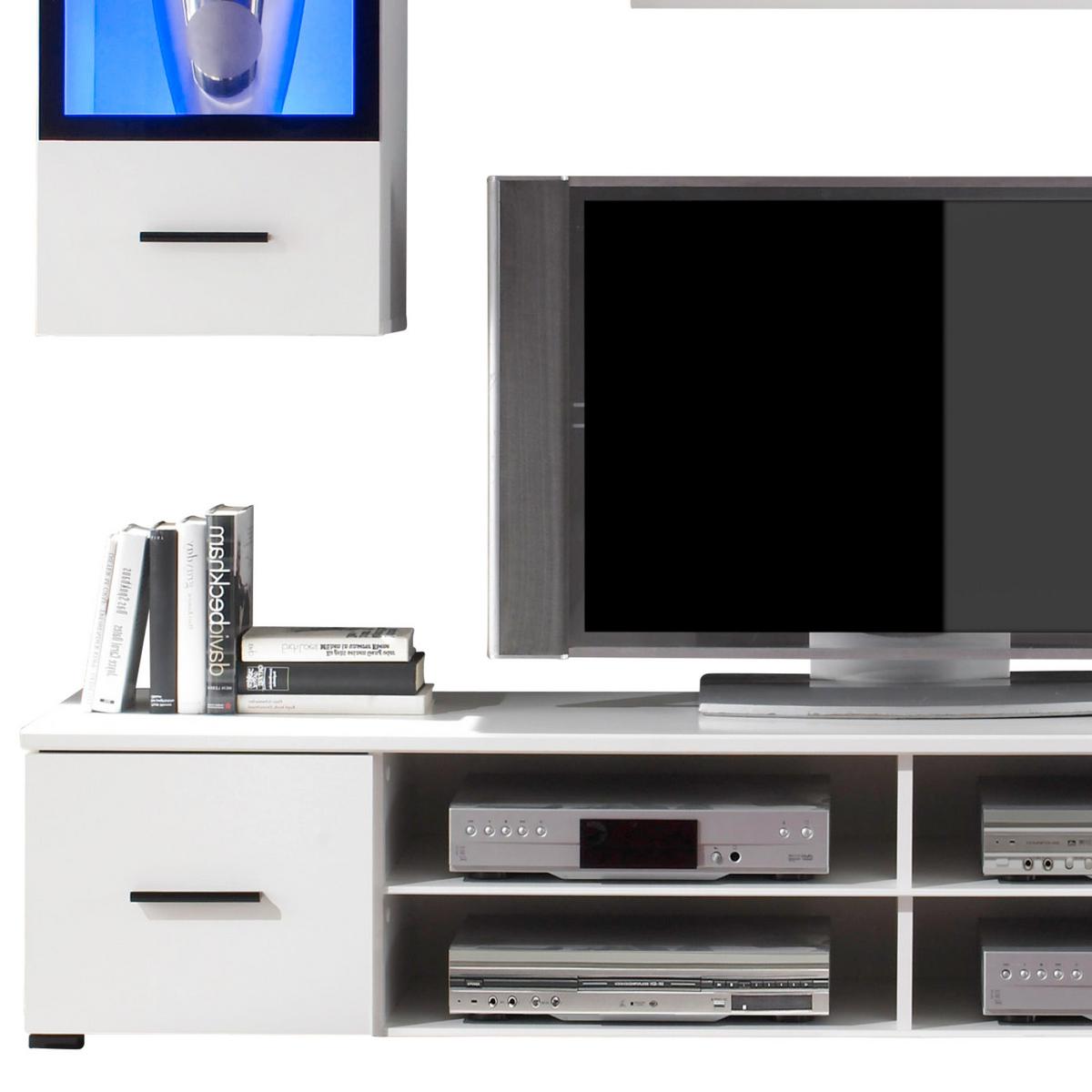 Dnevni Regal Snow, Bela, Osvetlitev, 4-Delni - črna/bela, Design, umetna masa/steklo (200/185/45cm) - MID.YOU