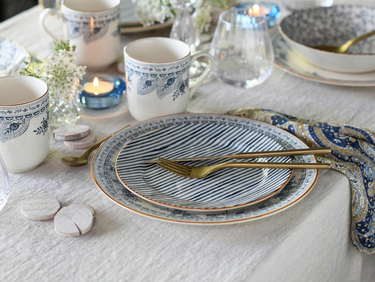 Kombinirani Servis Euböa, 16-Delni - modra/bela, Basics, keramika - Creatable